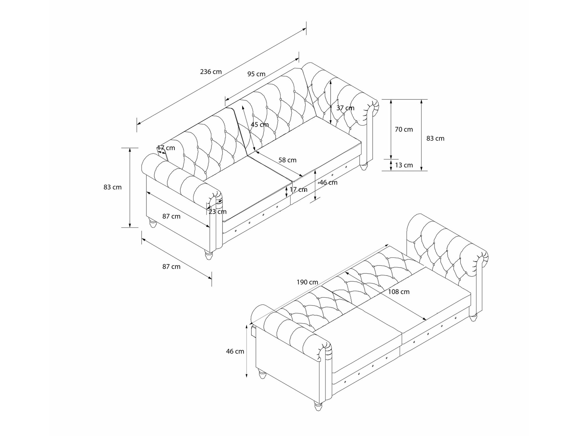 Диван-кровать Tulsa 676 (Антрацит)