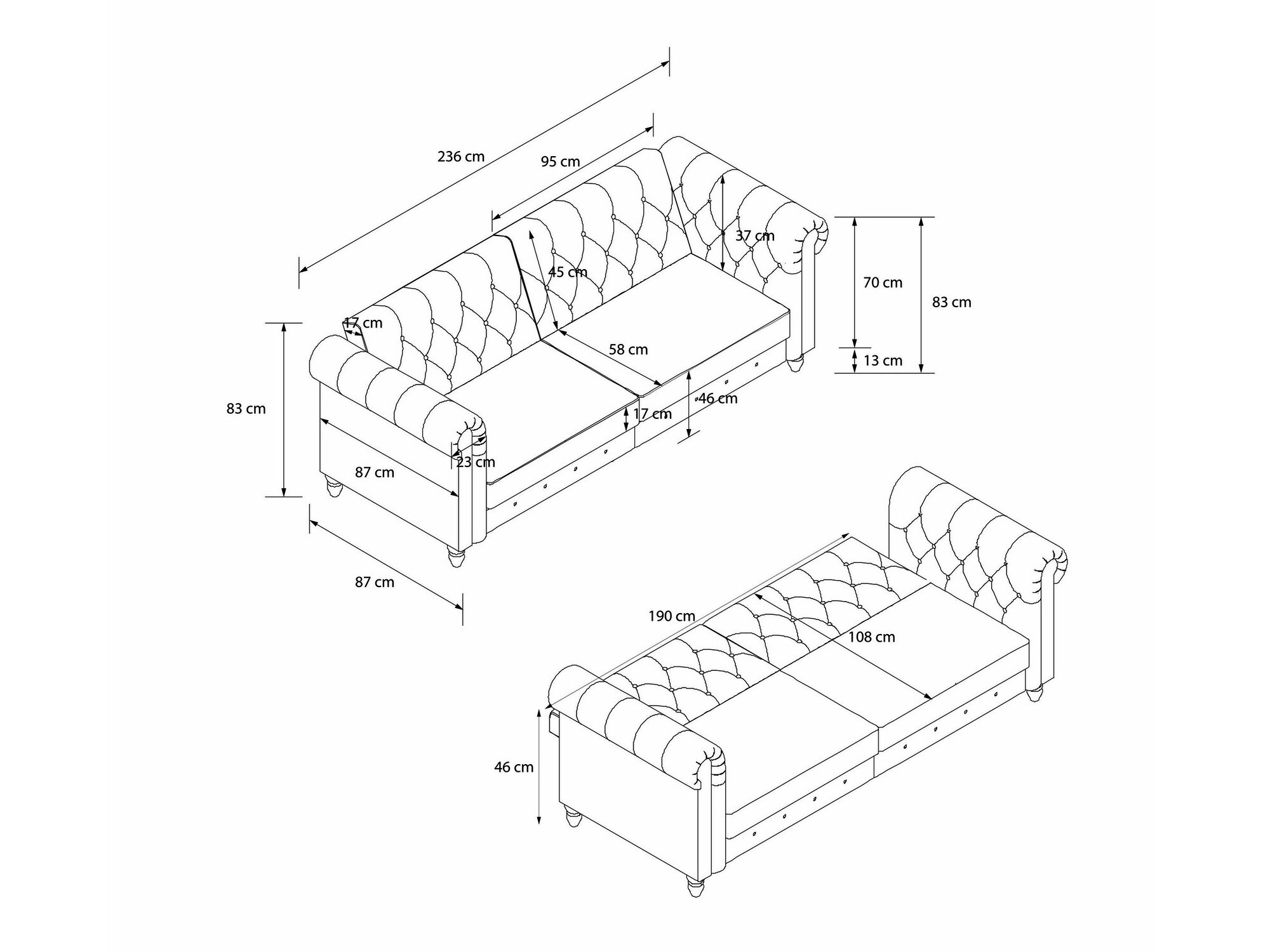 Dīvāns gulta Tulsa 676 (Pelēks)