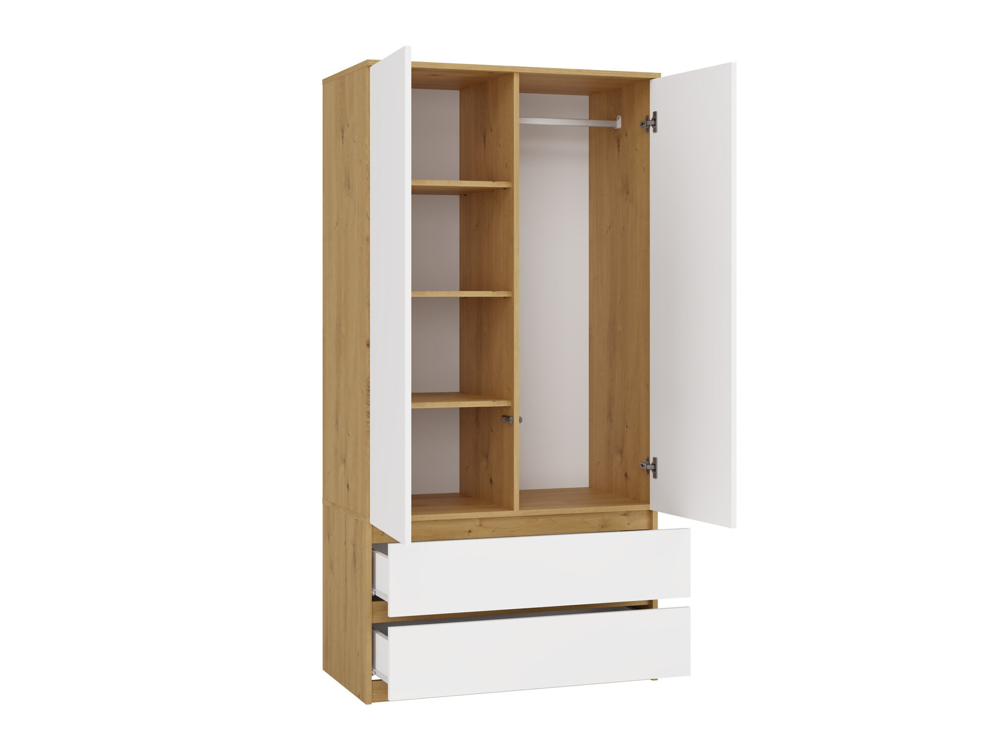 Skapis Elbvelu 116 (Artisan ozols + Balts)