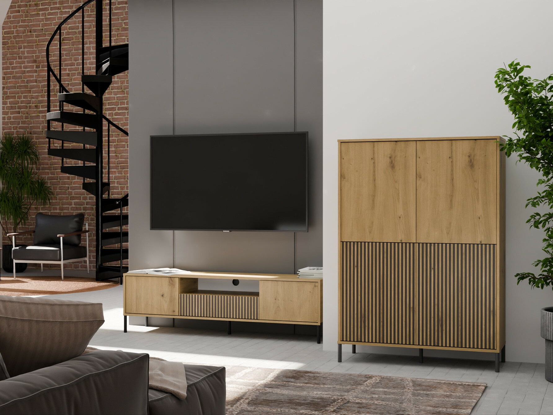 Plaukts Orlsone 104 (Artisan ozols + Melns)