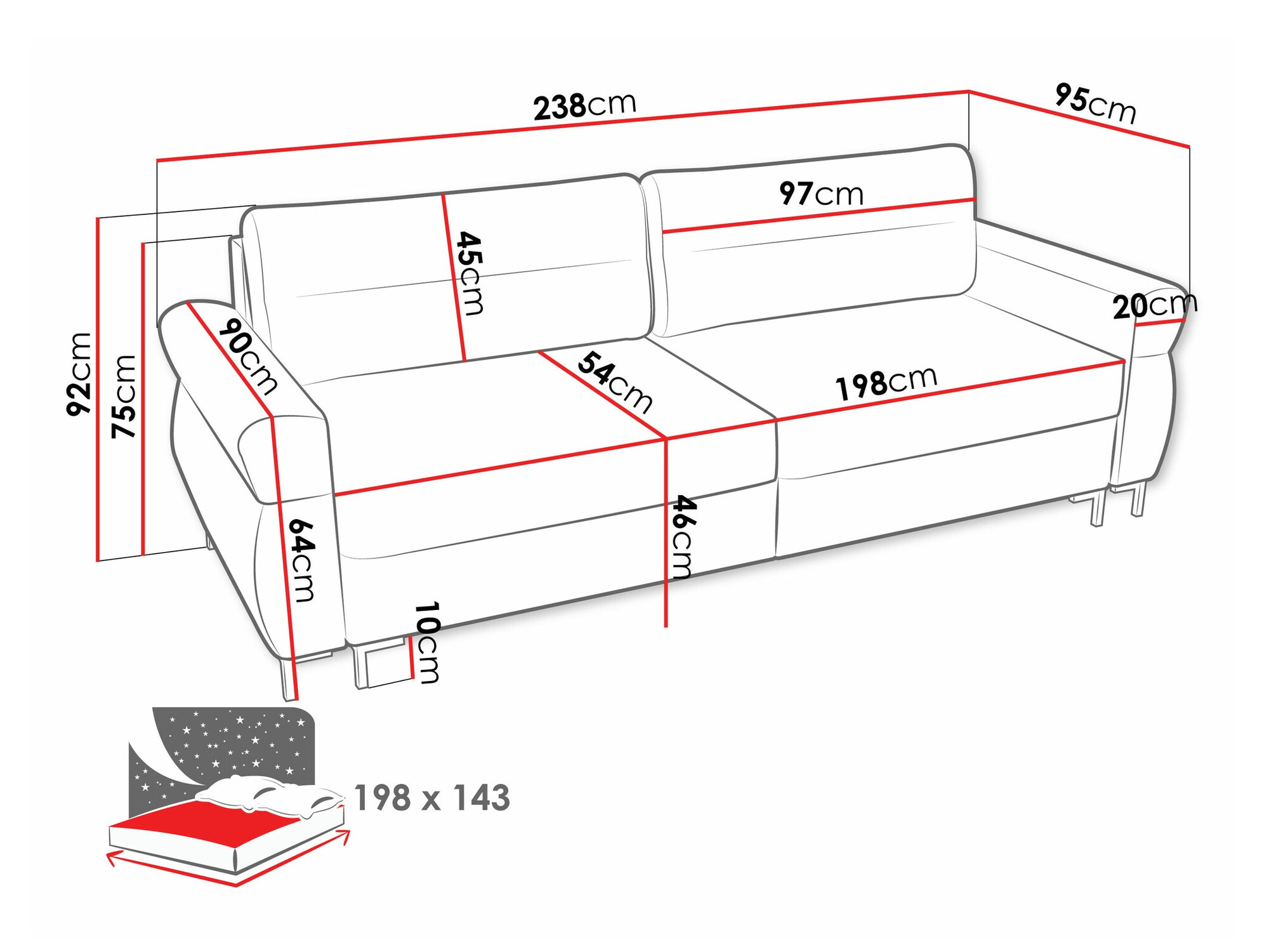 Диван-кровать Stonecrest 104 (Sierra 746)