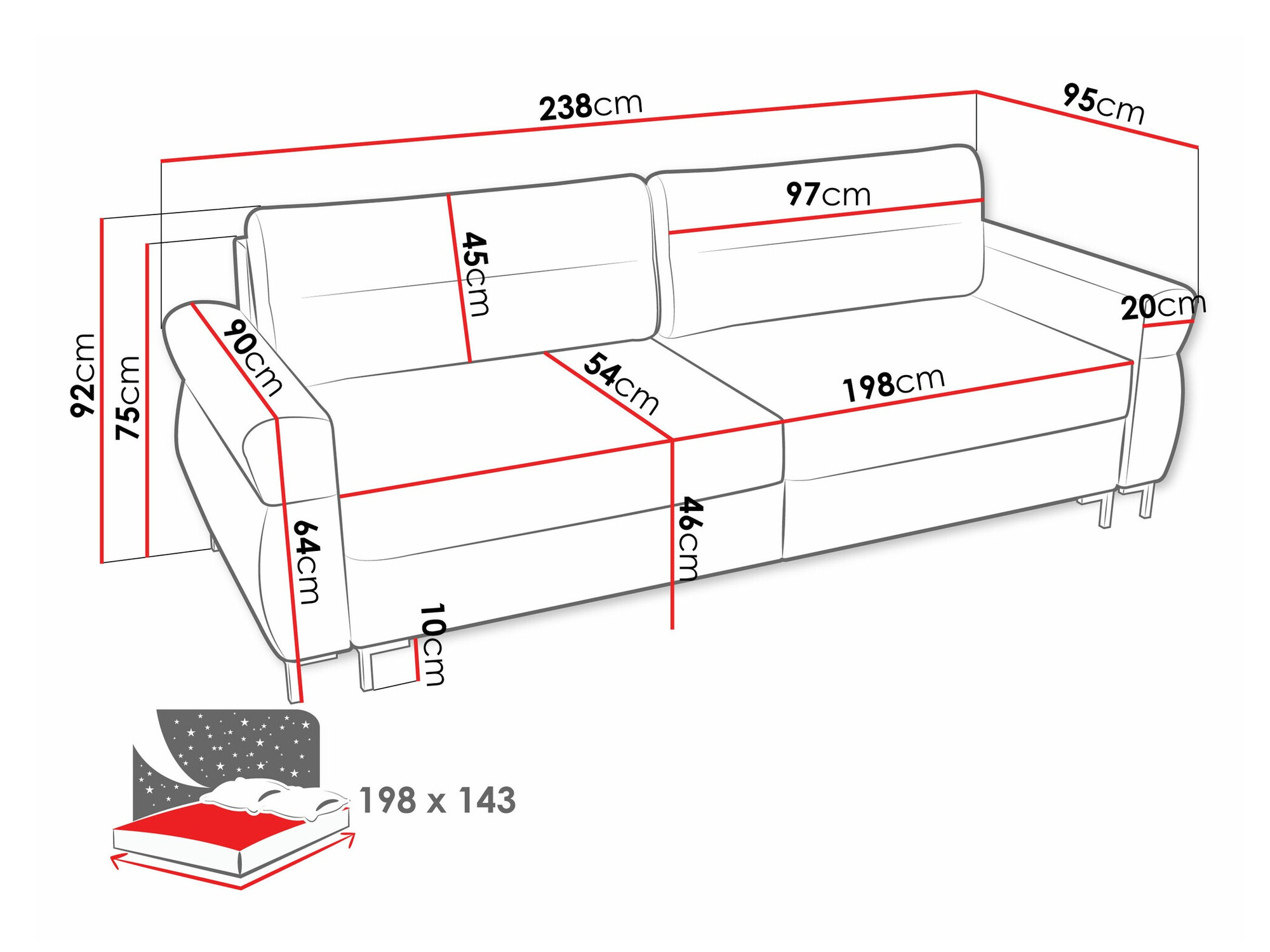Dīvāns gulta Stonecrest 104 (Sierra 744)
