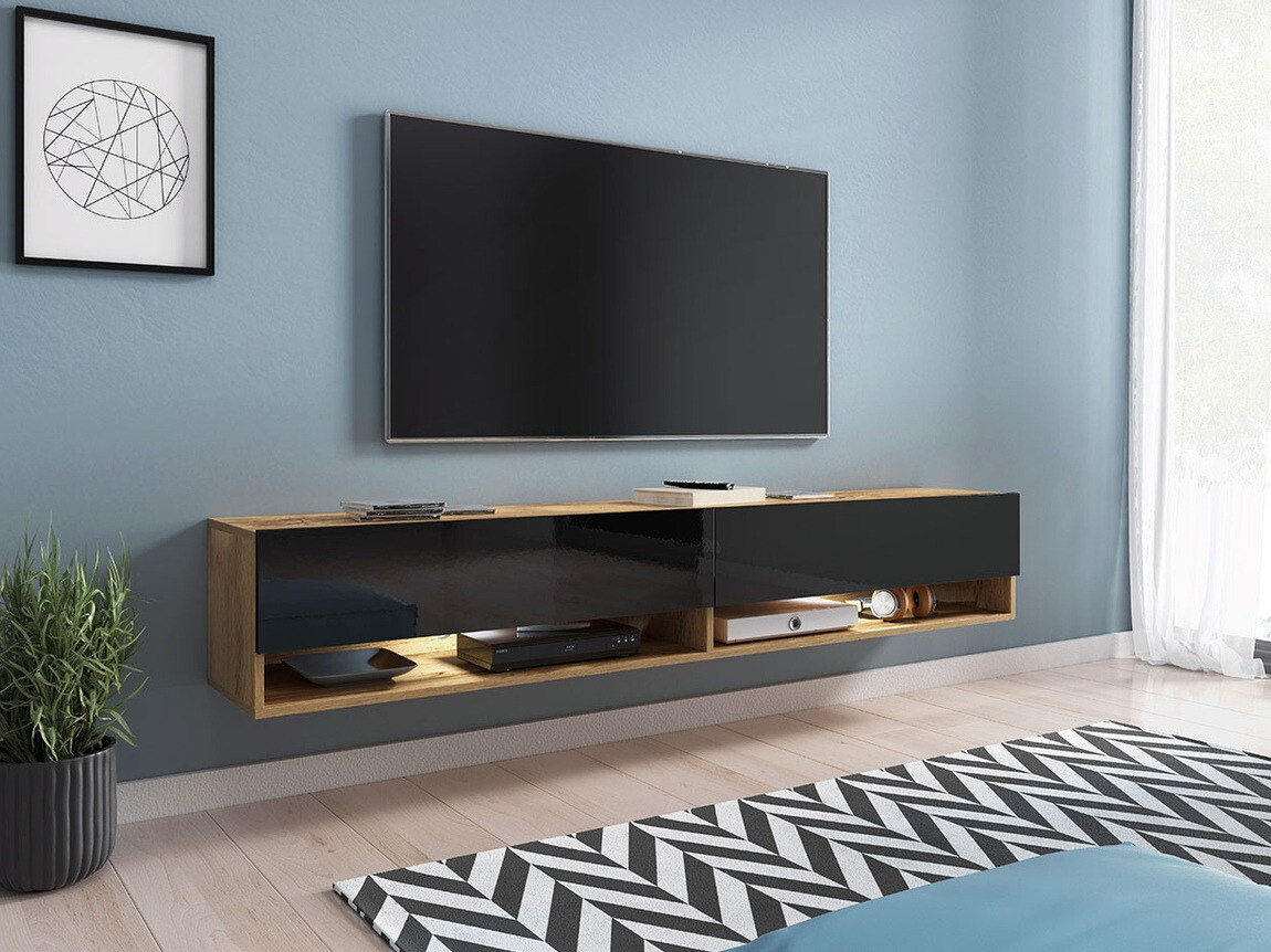 TV galds Sarasota 119 (Votan ozols + Glancēts melns)