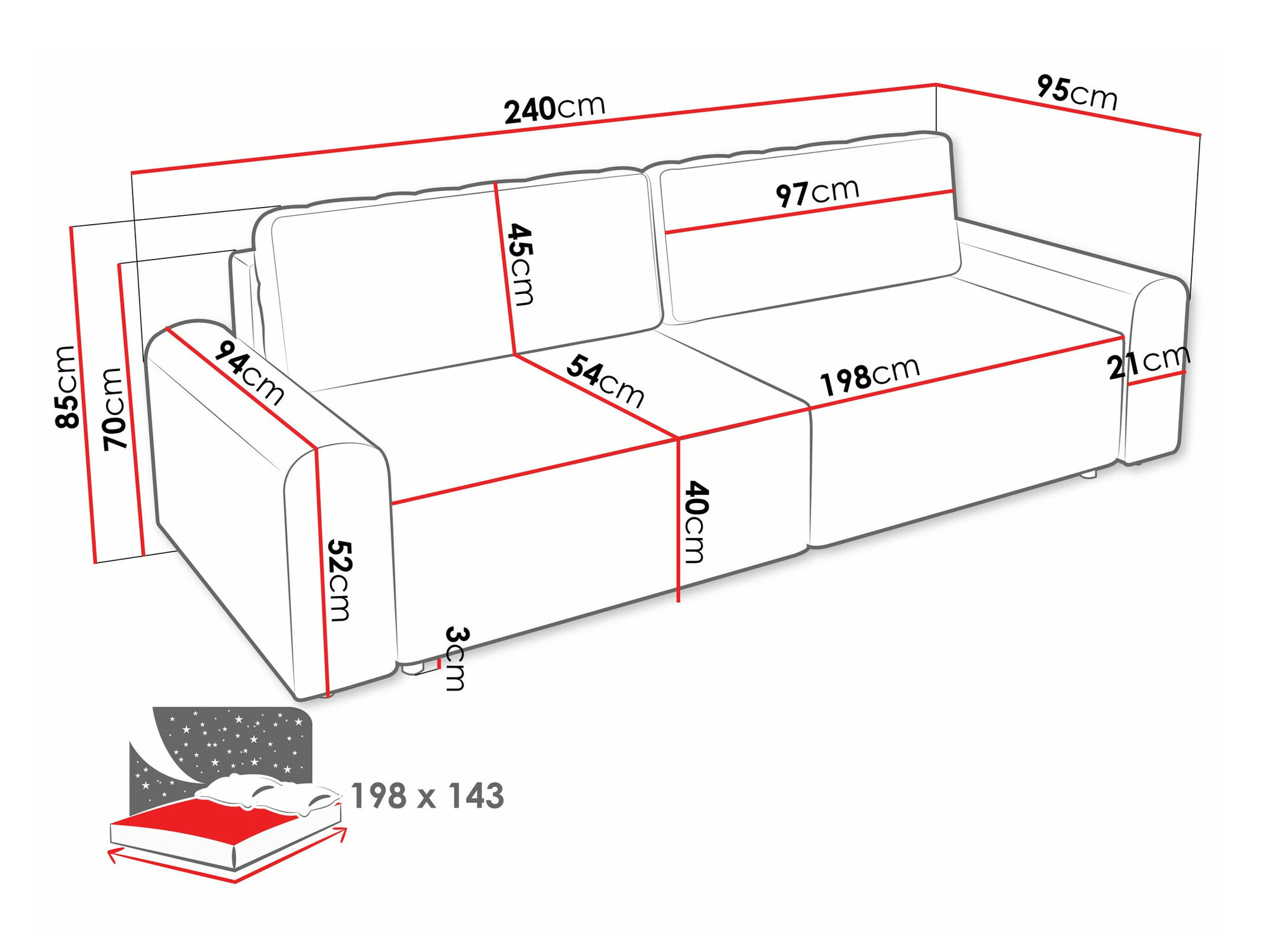 Dīvāns gulta Stonecrest 107 (Sierra 746)