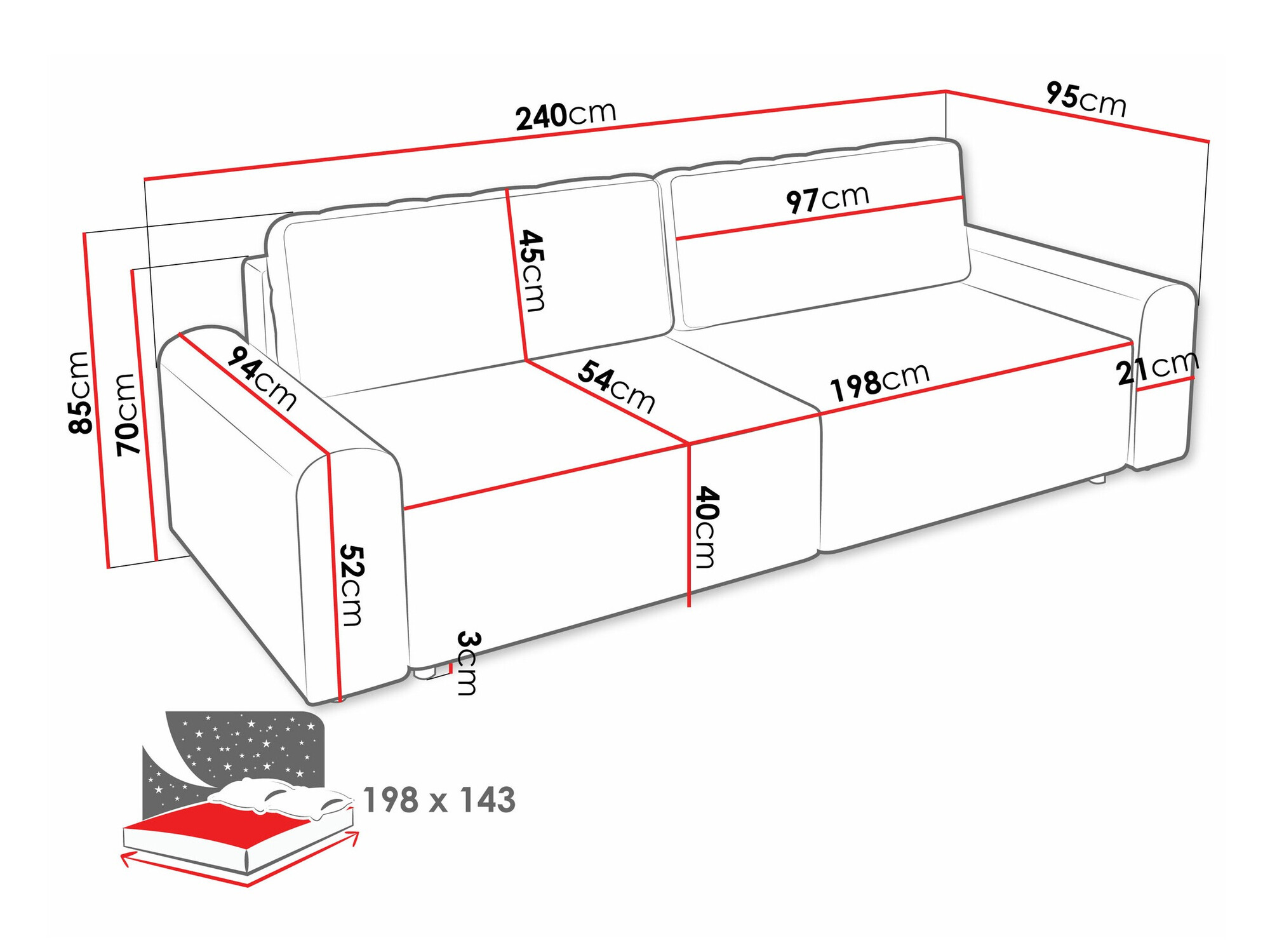 Dīvāns gulta Stonecrest 107 (Sierra 751)