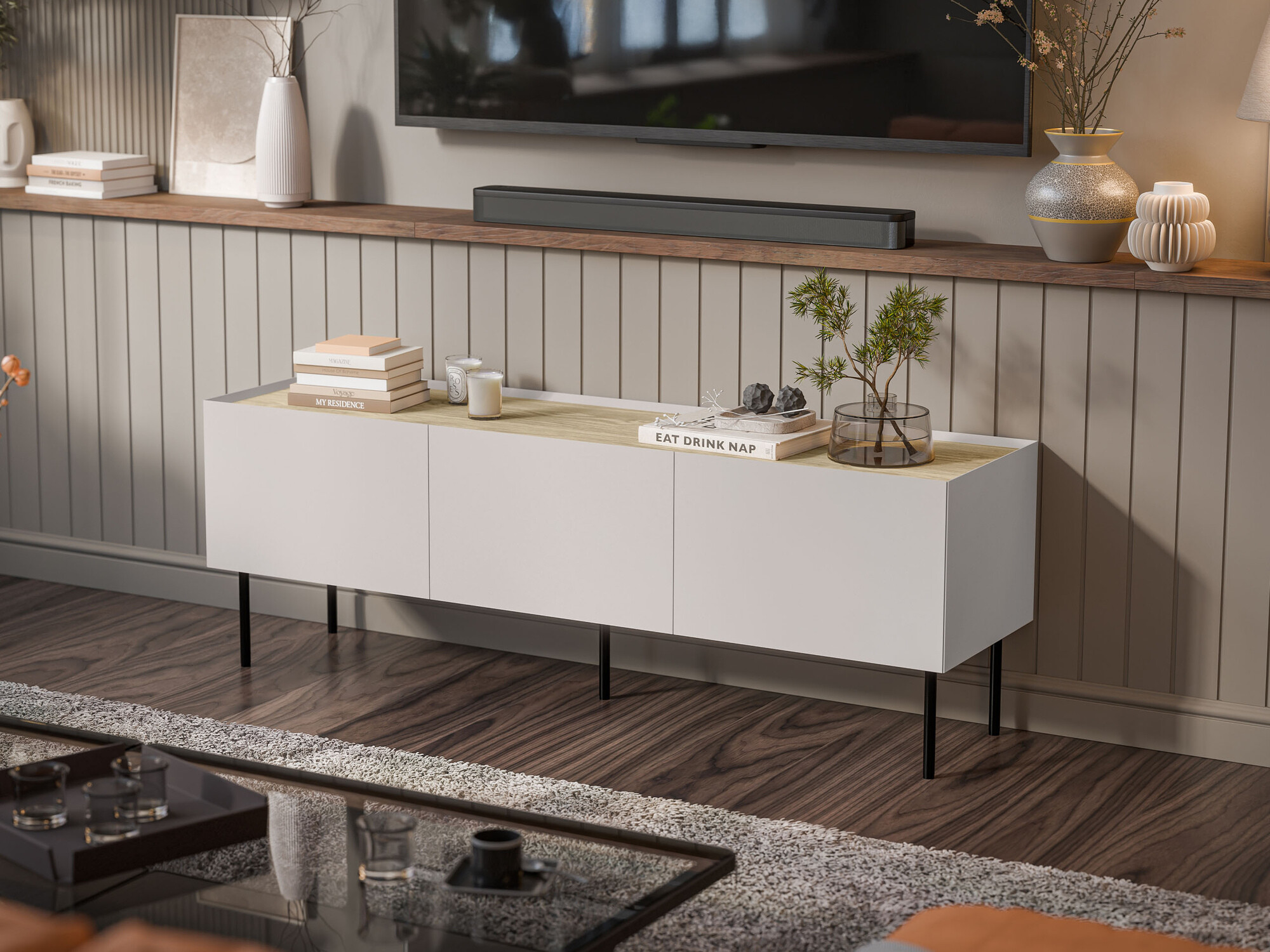 ТВ тумба Melbela 106 (Кашемир + Дуб)