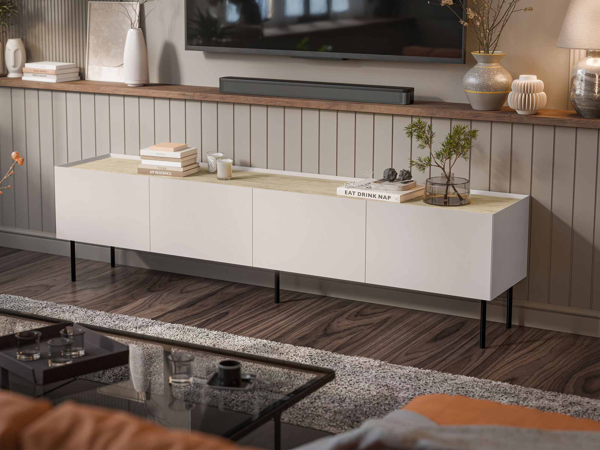 ТВ тумба Melbela 107 (Кашемир + Дуб)