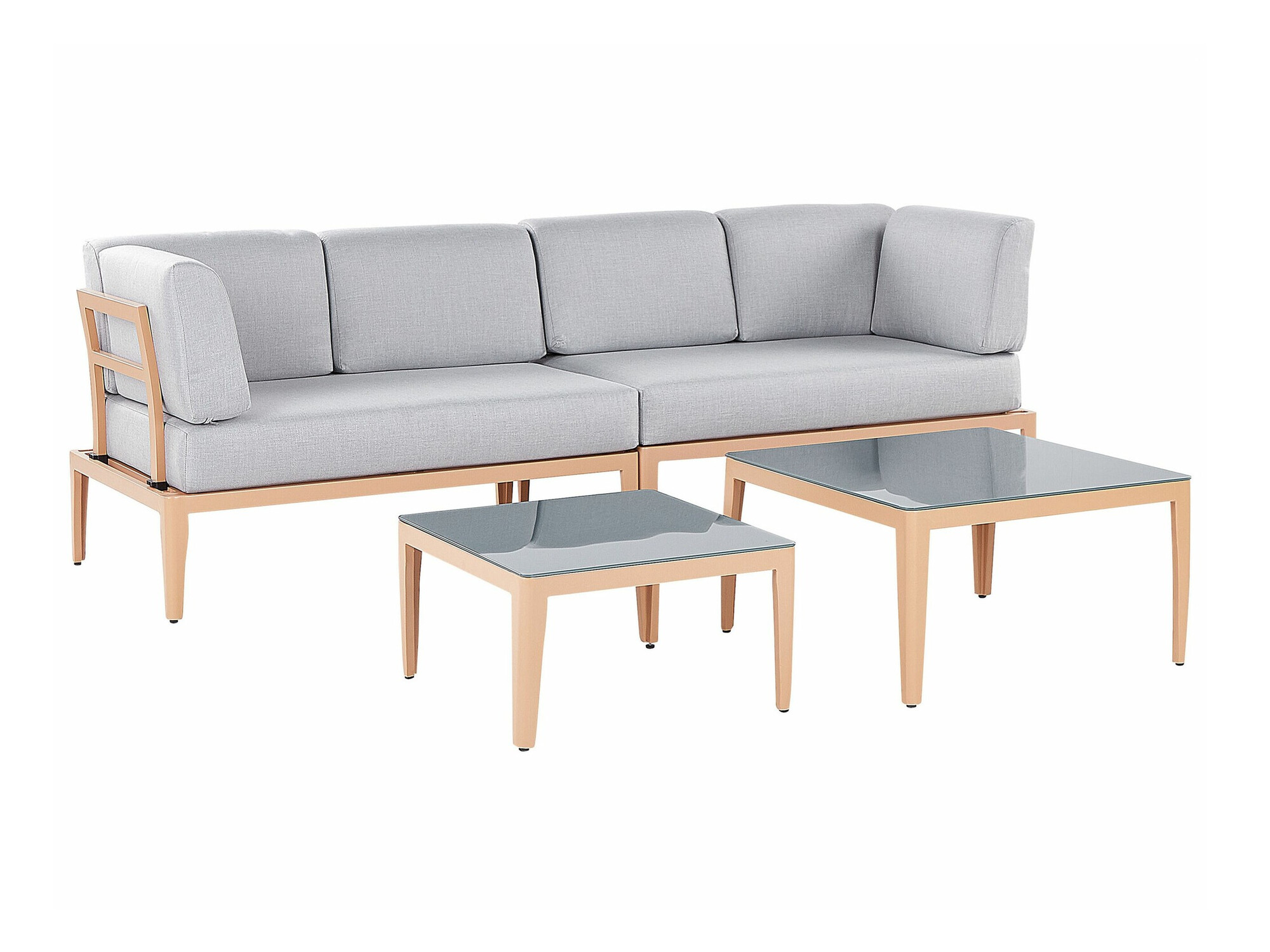 Dārza mēbeļu komplekts Berwyn 2539 (Gaišs koks + Gaiši pelēks)