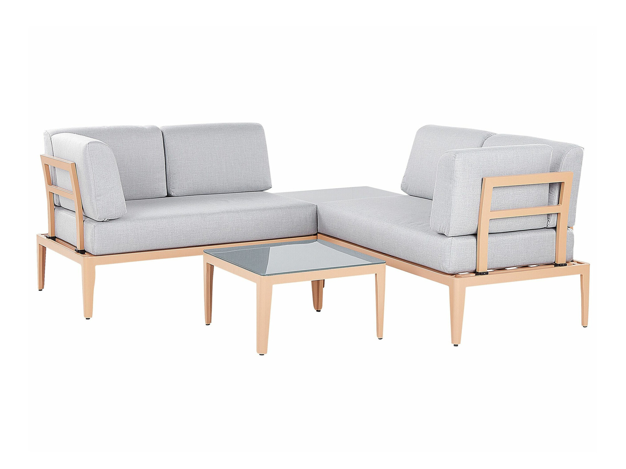 Dārza mēbeļu komplekts Berwyn 2539 (Gaišs koks + Gaiši pelēks)