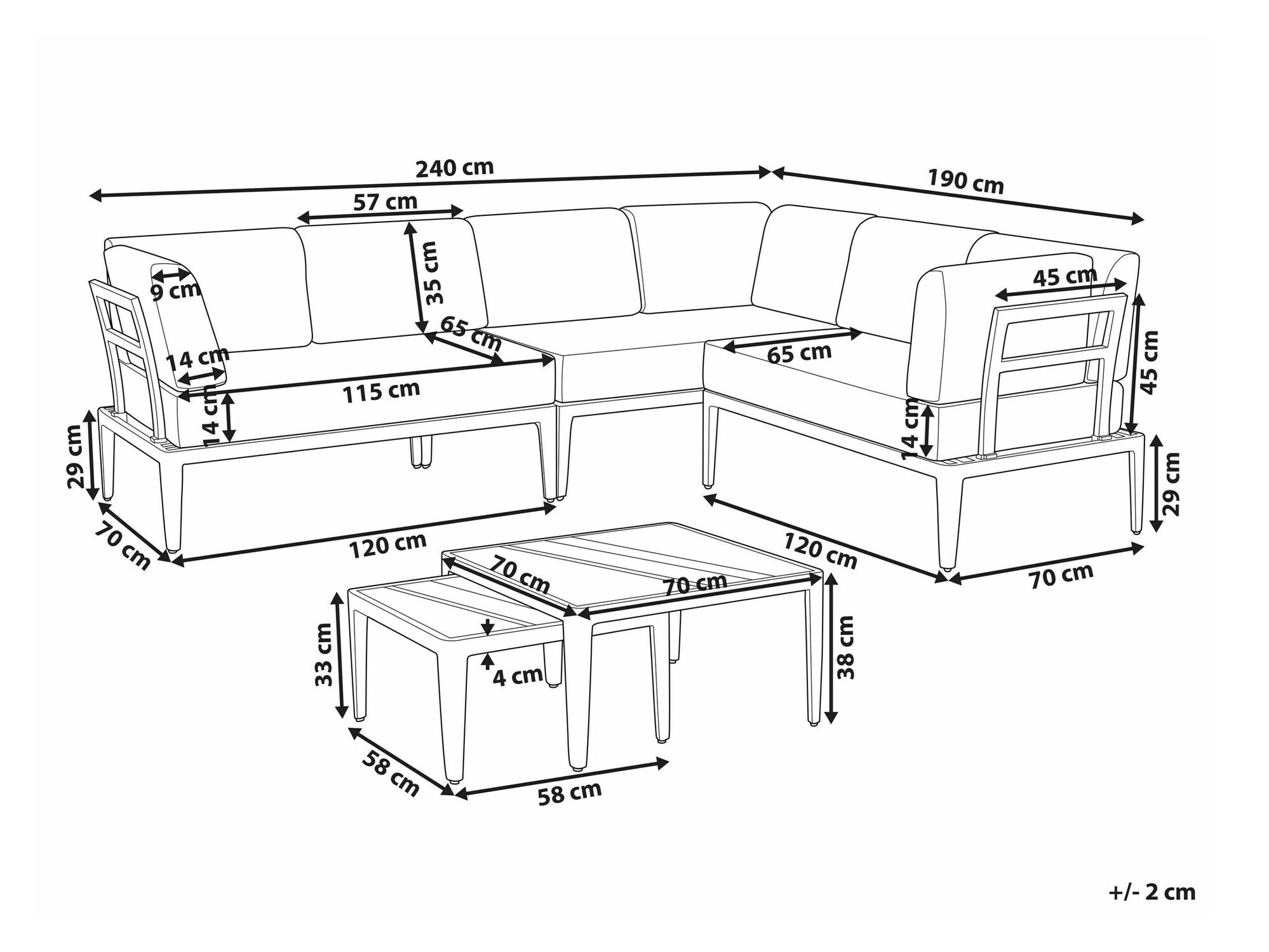 Dārza mēbeļu komplekts Berwyn 2539 (Pelēks + Bēšs)