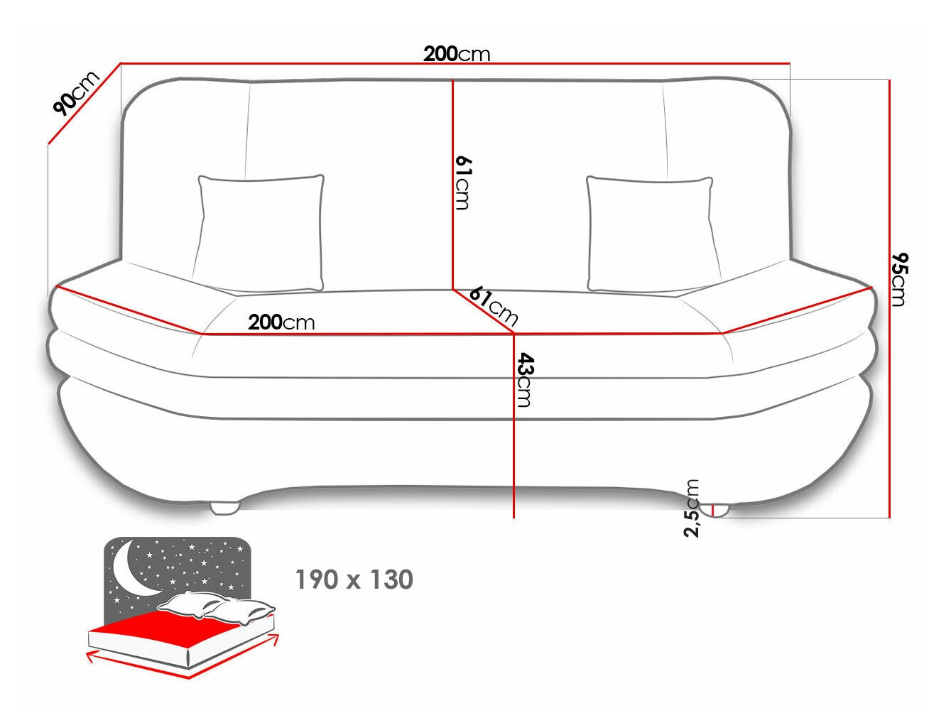 Dīvāns gulta Comfivo 234 (Flow 09)