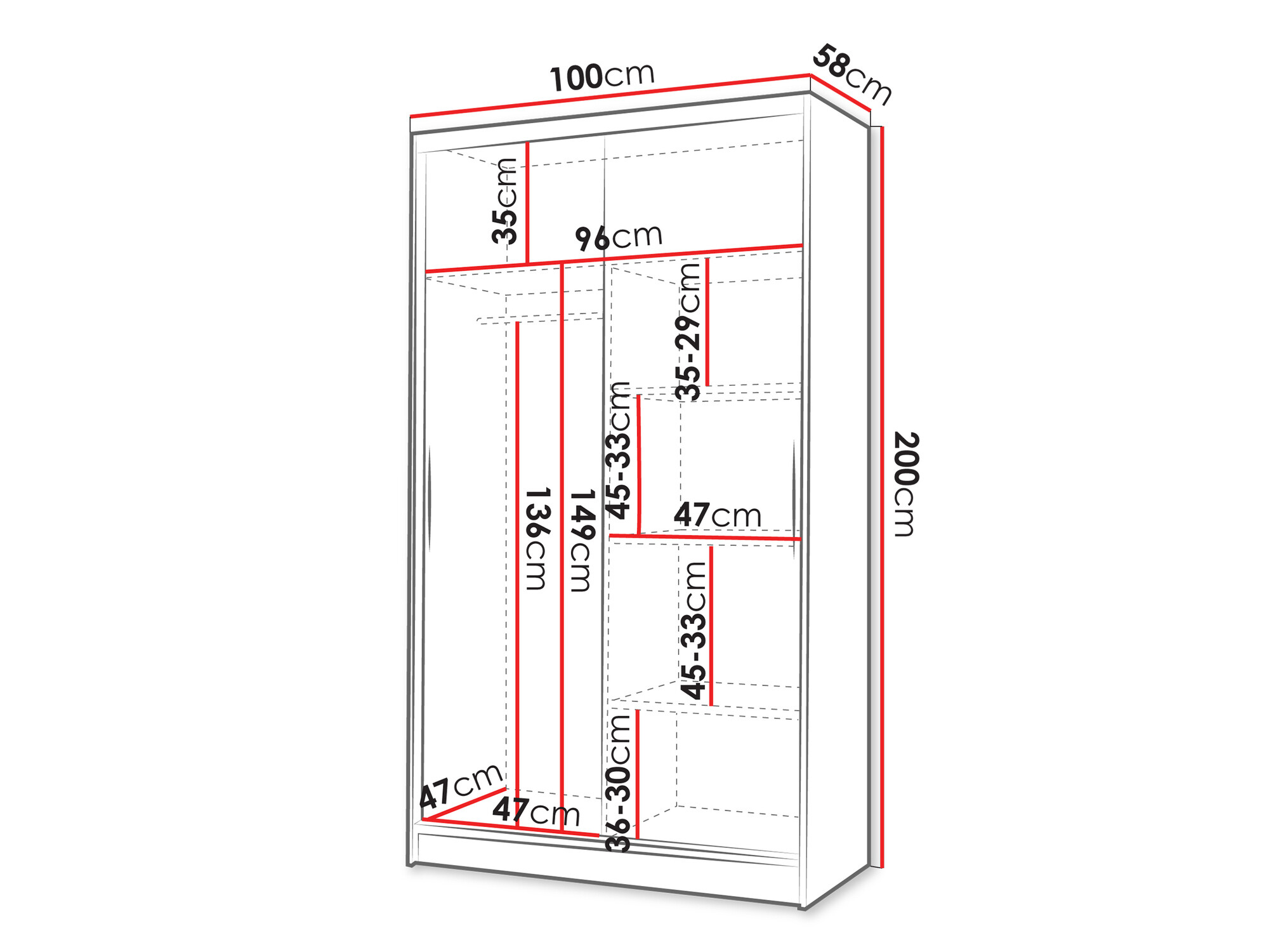 Шкаф Closico 167 (Белый + Чёрный)