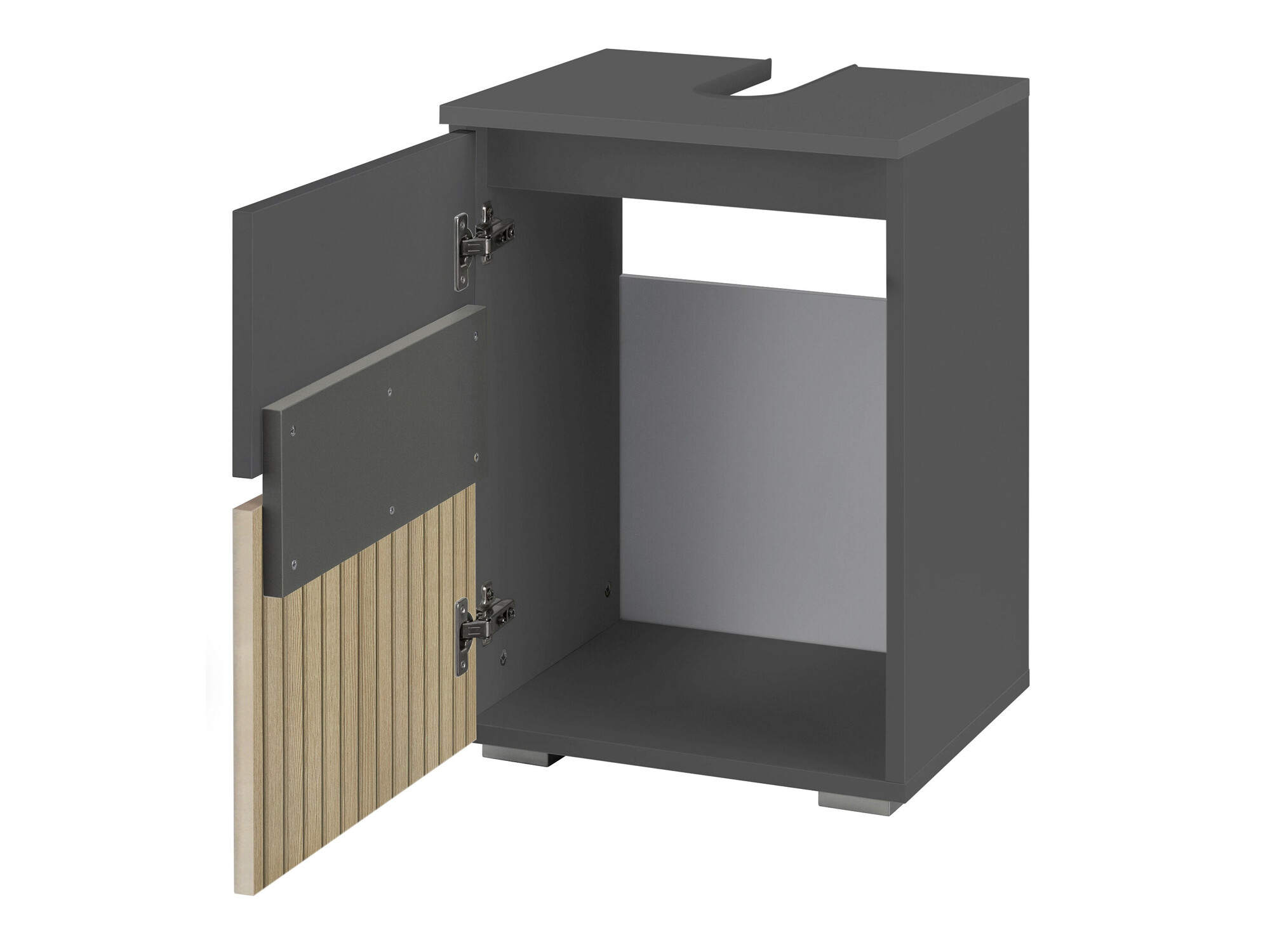 Stāvošs vannas istabas skapītis izlietnei Soncamu 103 (Antracīts + Gaišs ozols)