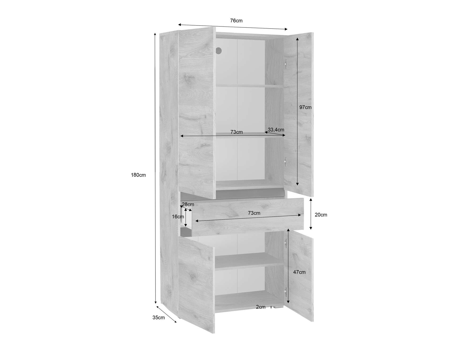 Stāvošs vannas skapītis Soncamu 113 (Balts + Antracīts)