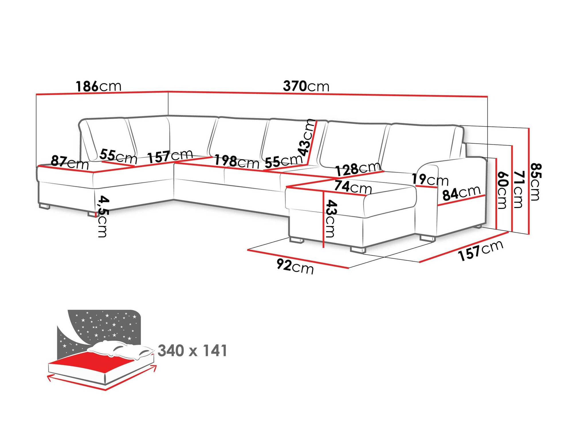 Угловой диван Comfivo 191 (Flow 22)