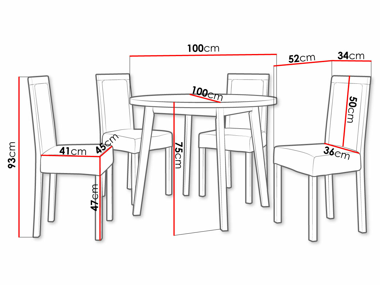 Ēdamistabas komplekts Victorville 256 (Balts + Melns)