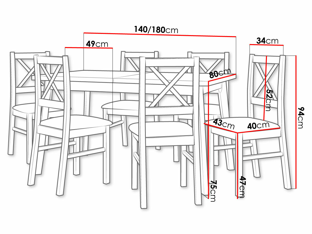 Ēdamistabas komplekts Victorville 295 (Grandson ozols + Melns)
