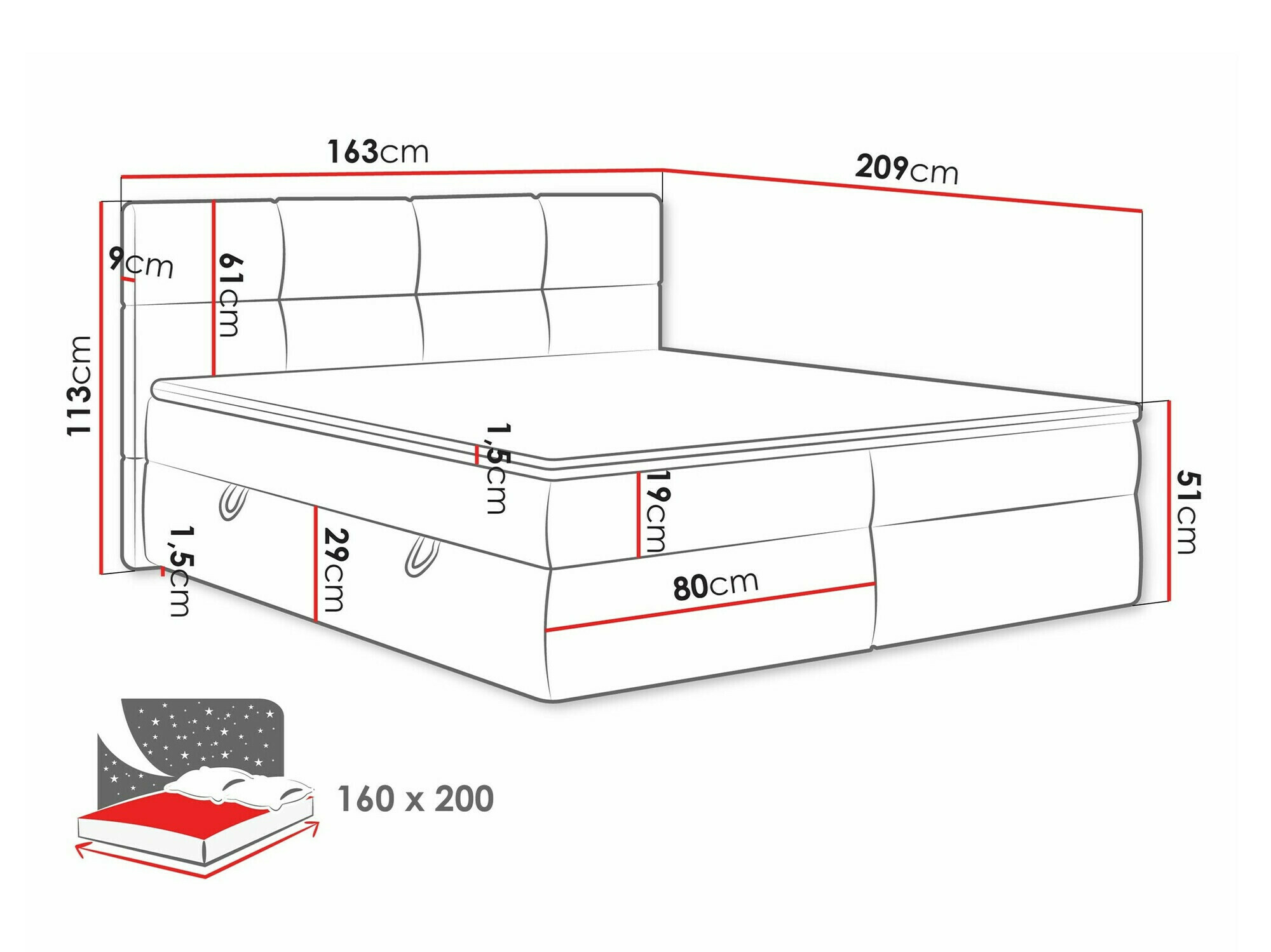 Kontinentālā gulta ComfiDream 187 (Curio 80)
