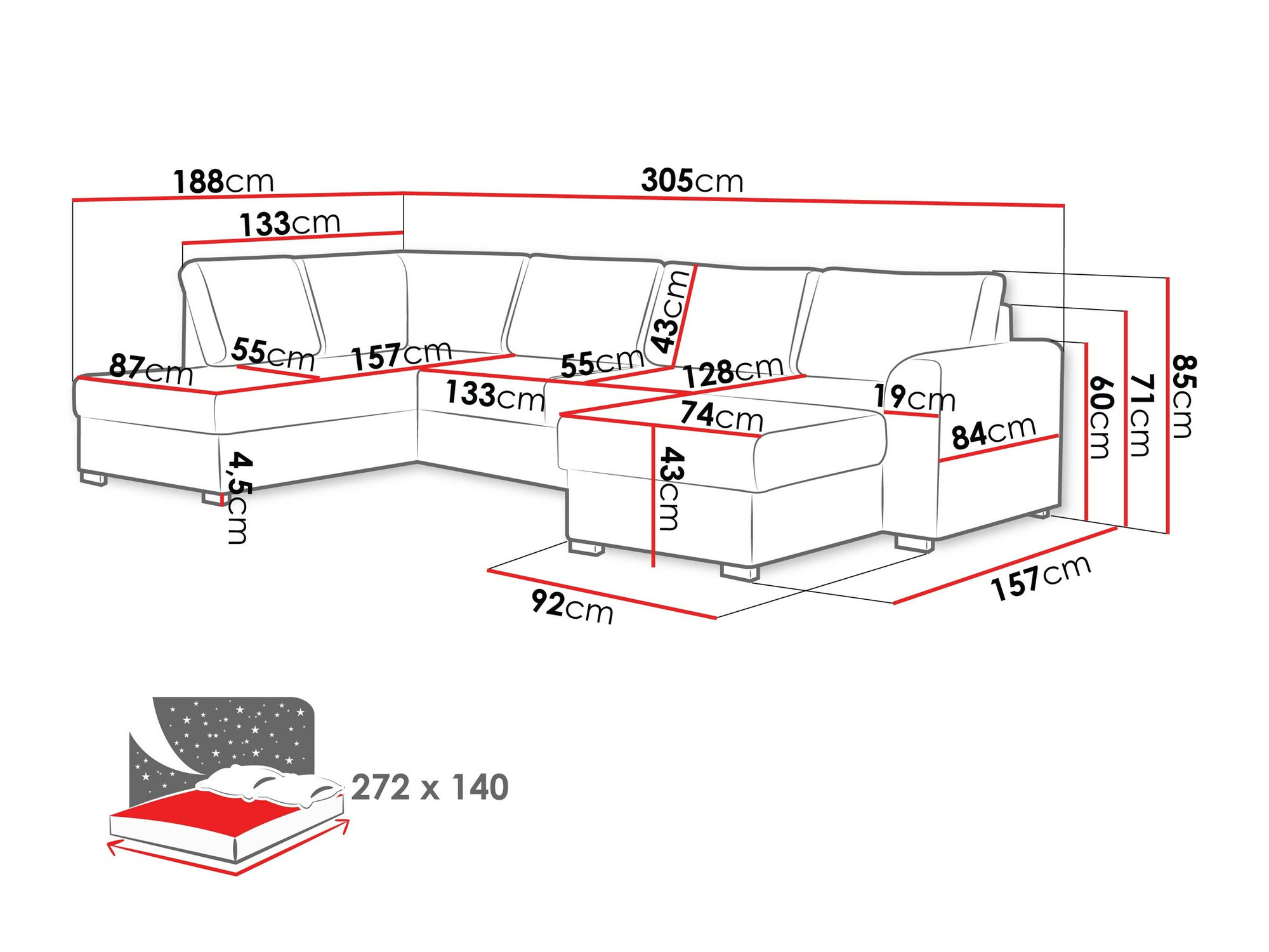 Stūra dīvāns Comfivo 189 (Clara 215.10)