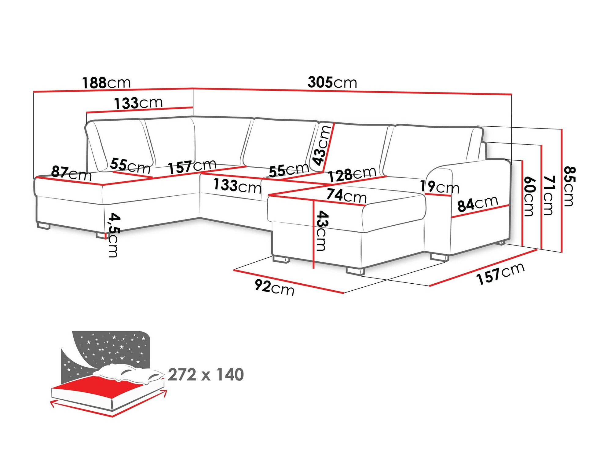Stūra dīvāns Comfivo 189 (Coral 45)