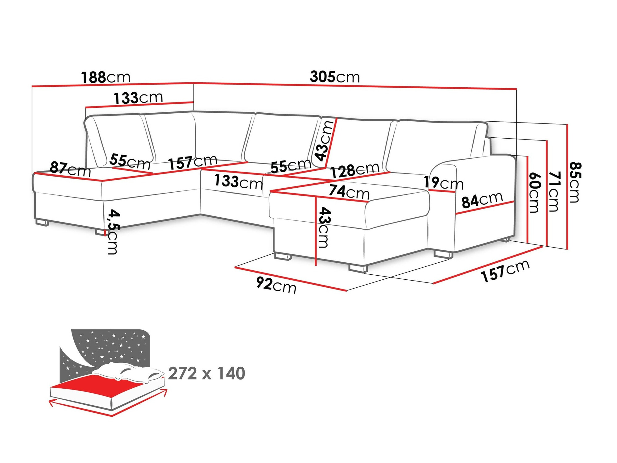 Stūra dīvāns Comfivo 189 (Soft 011 + Majorka 03)