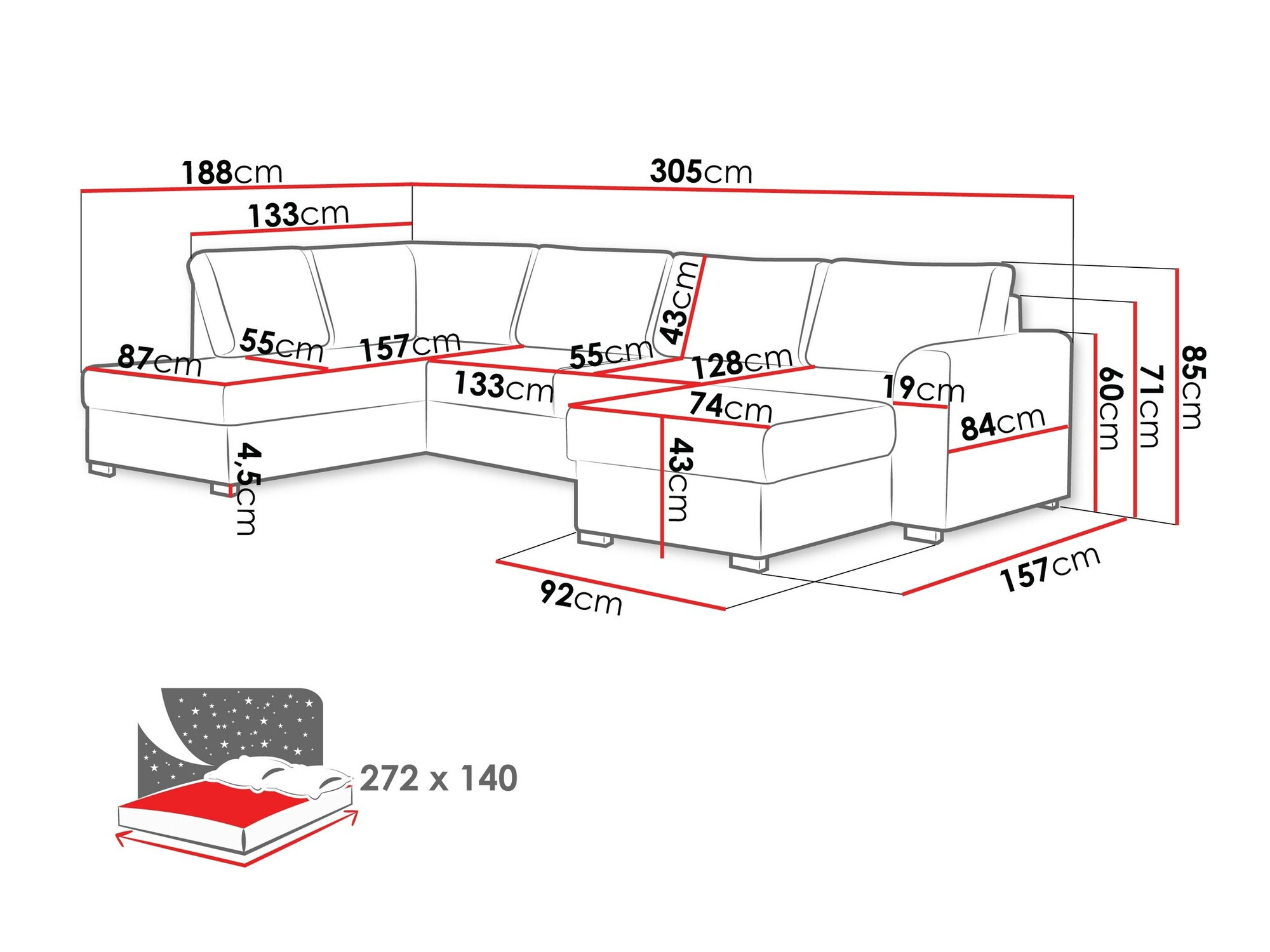 Stūra dīvāns Comfivo 189 (Soft 017 + Lux 06)