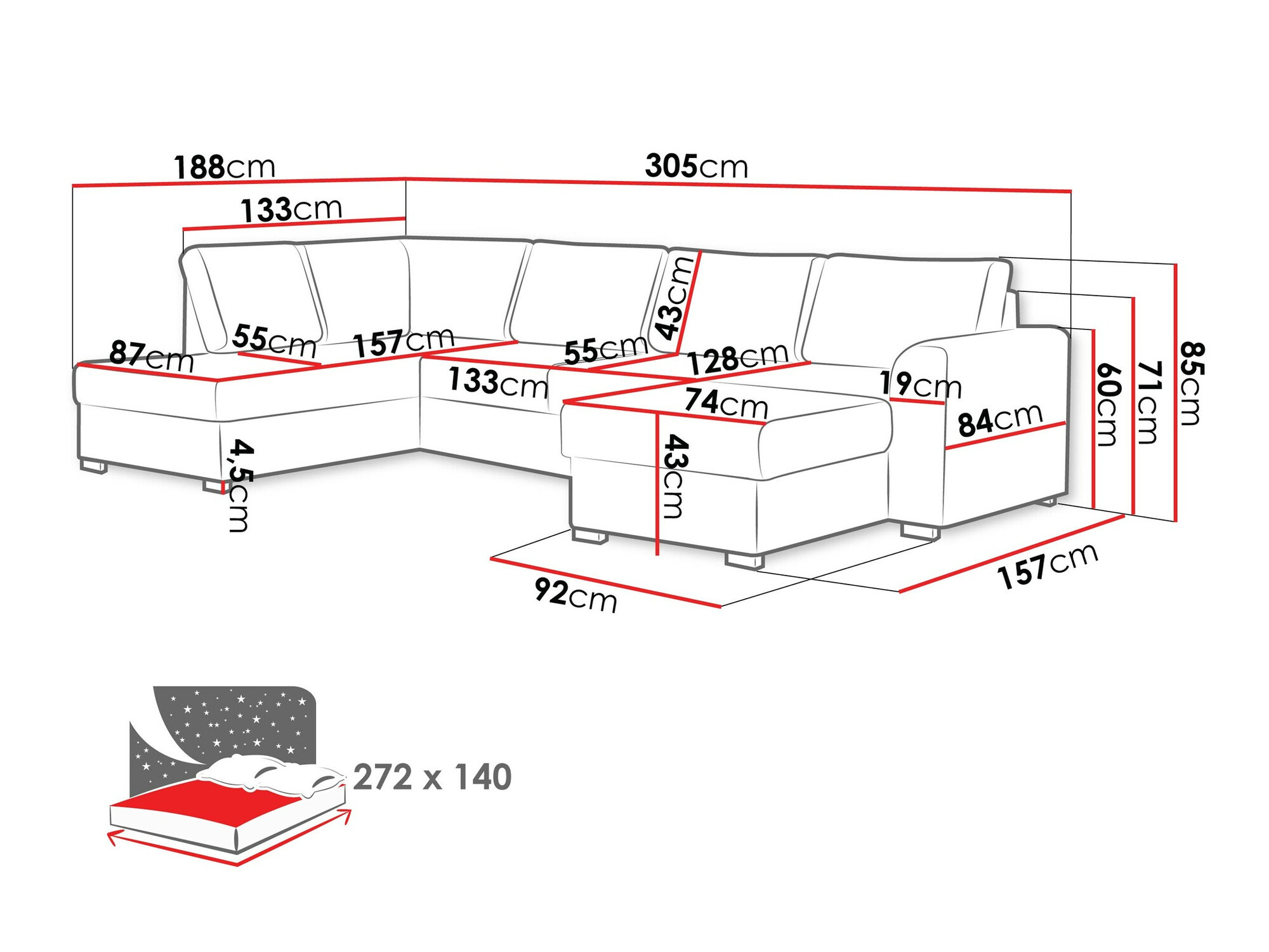 Угловой диван Comfivo 189 (Coral 45)