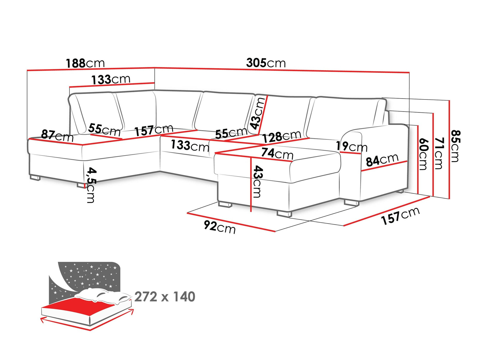Угловой диван Comfivo 189 (Flow 22)