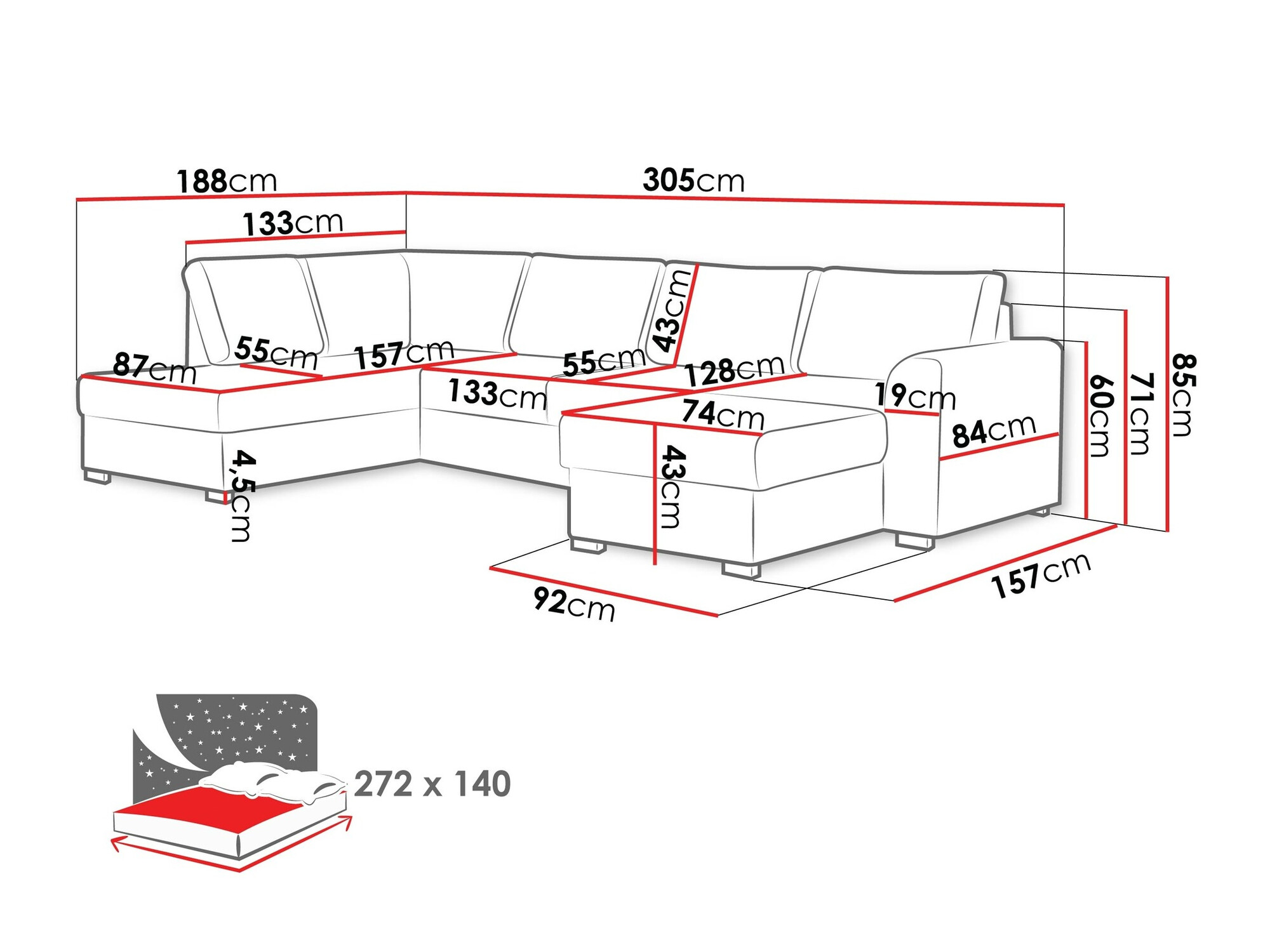 Угловой диван Comfivo 189 (Otusso 23 + Sorriso 4)