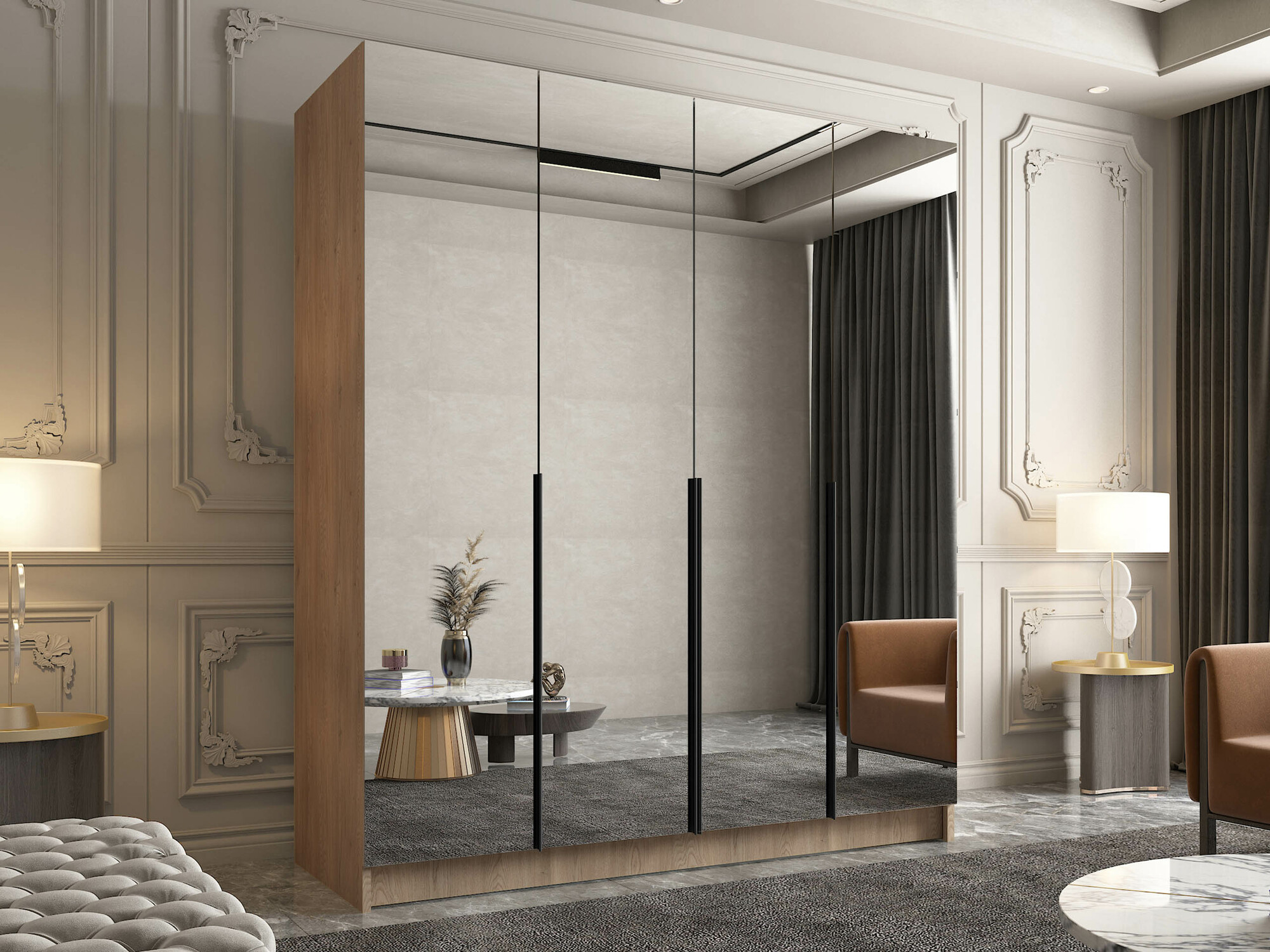 Шкаф Closico 190 (Светлое дерево + Чёрный)