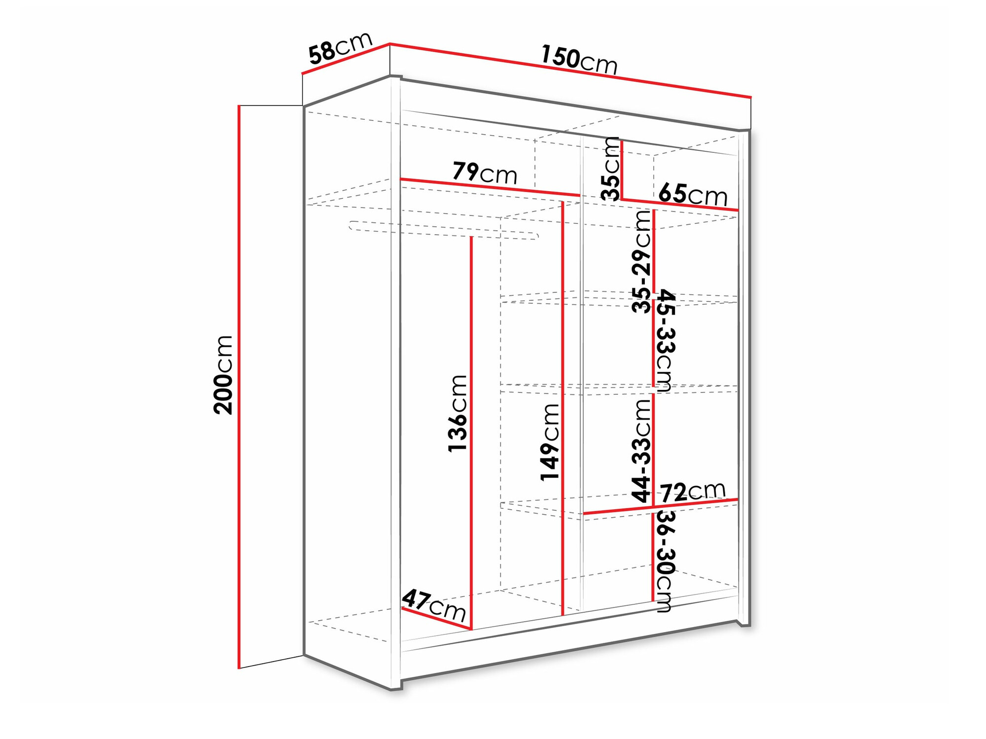 Skapis Closico 113 (Melns)