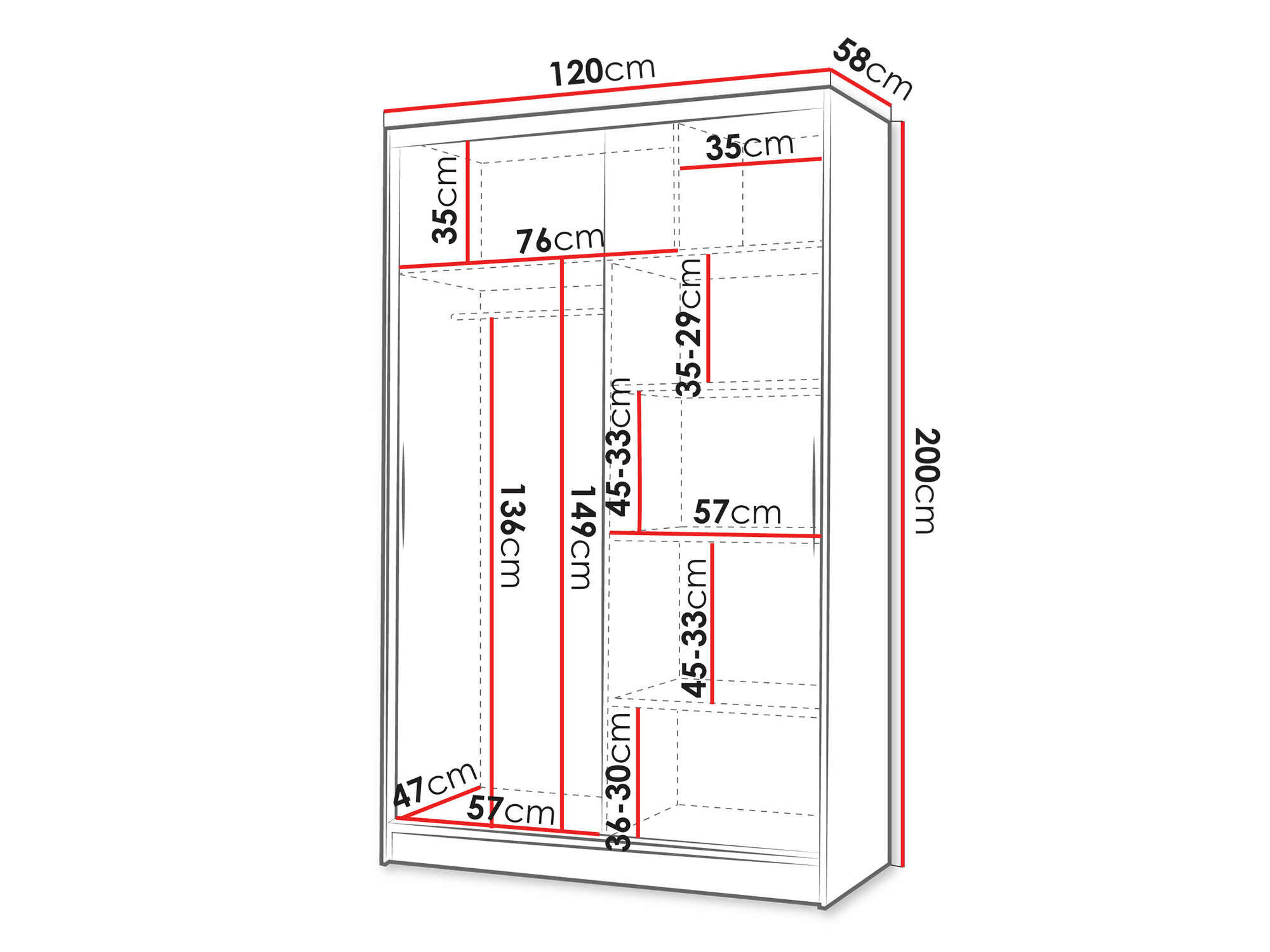 Skapis Closico 151 (Melns)