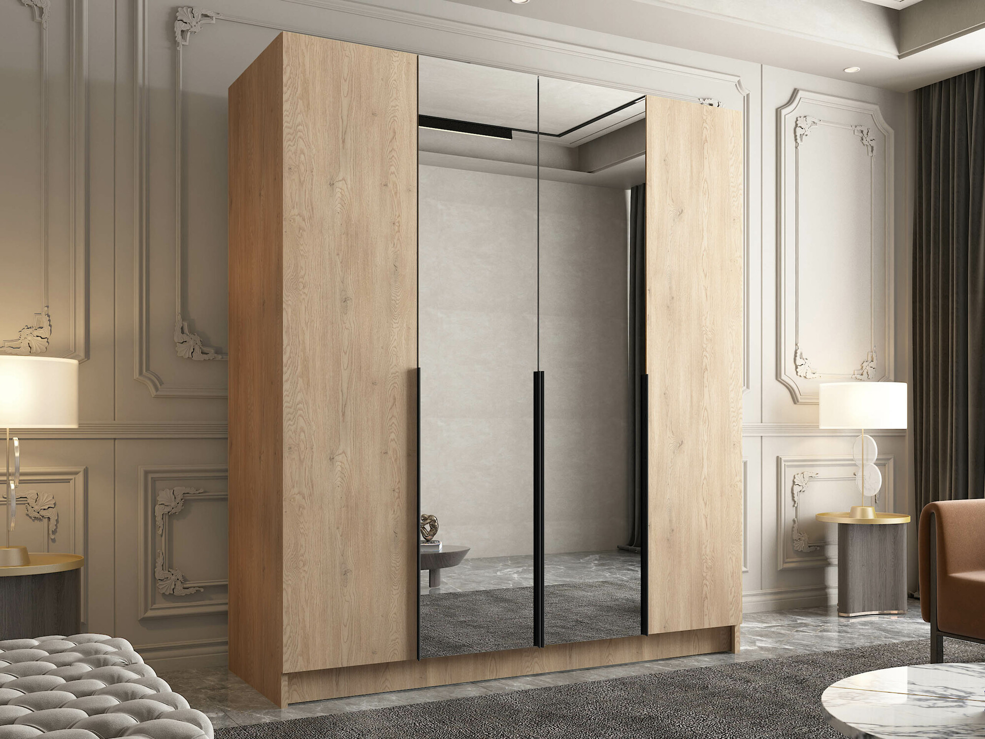 Skapis Closico 191 (Gaišs koks + Melns)