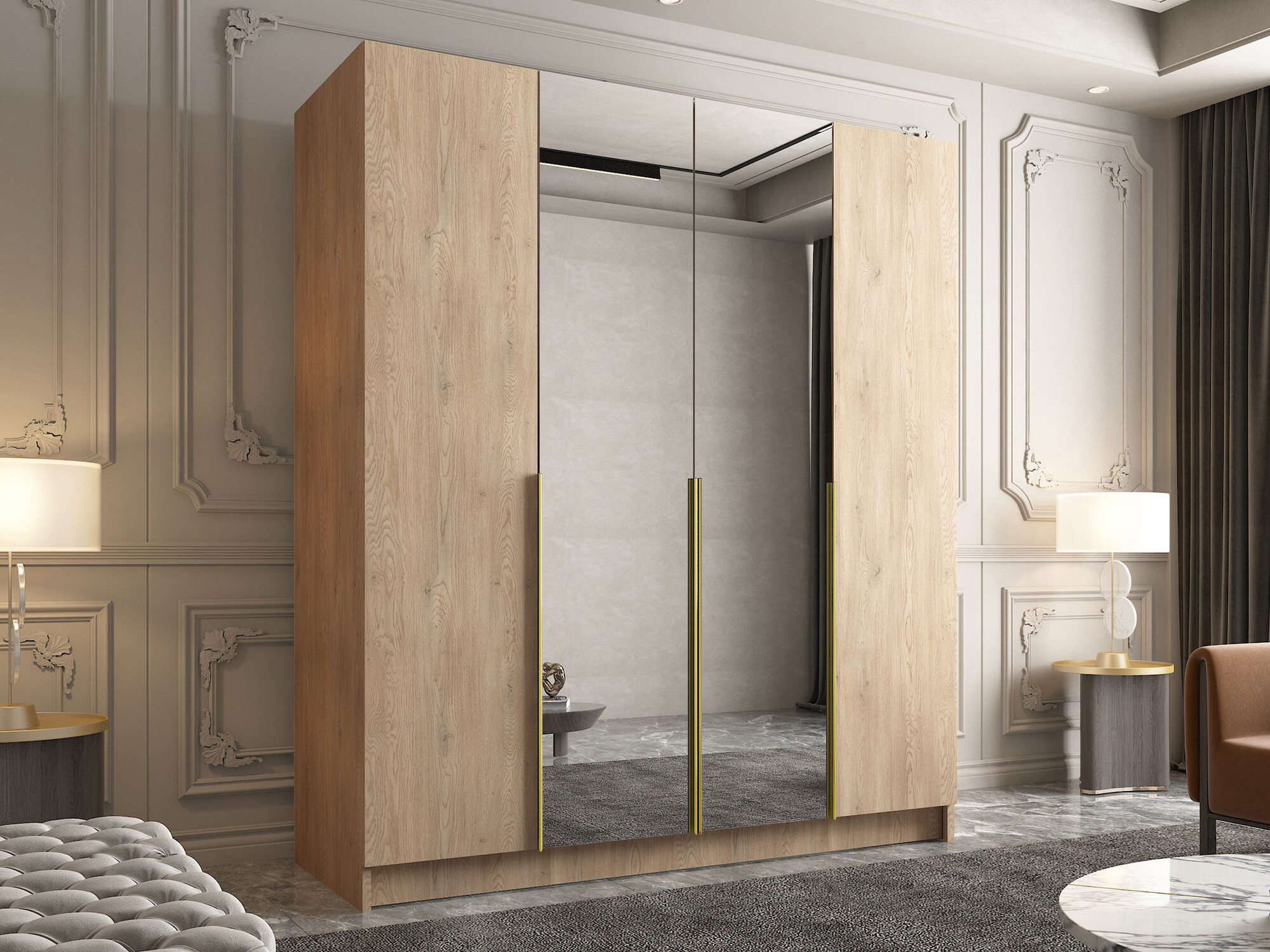 Skapis Closico 191 (Gaišs koks + Zelta)