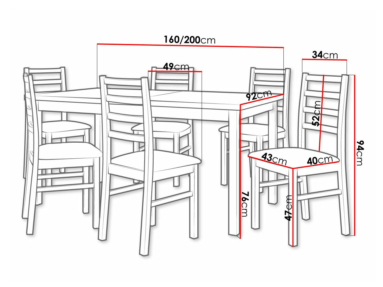 Ēdamistabas komplekts Victorville 261 (Balts)