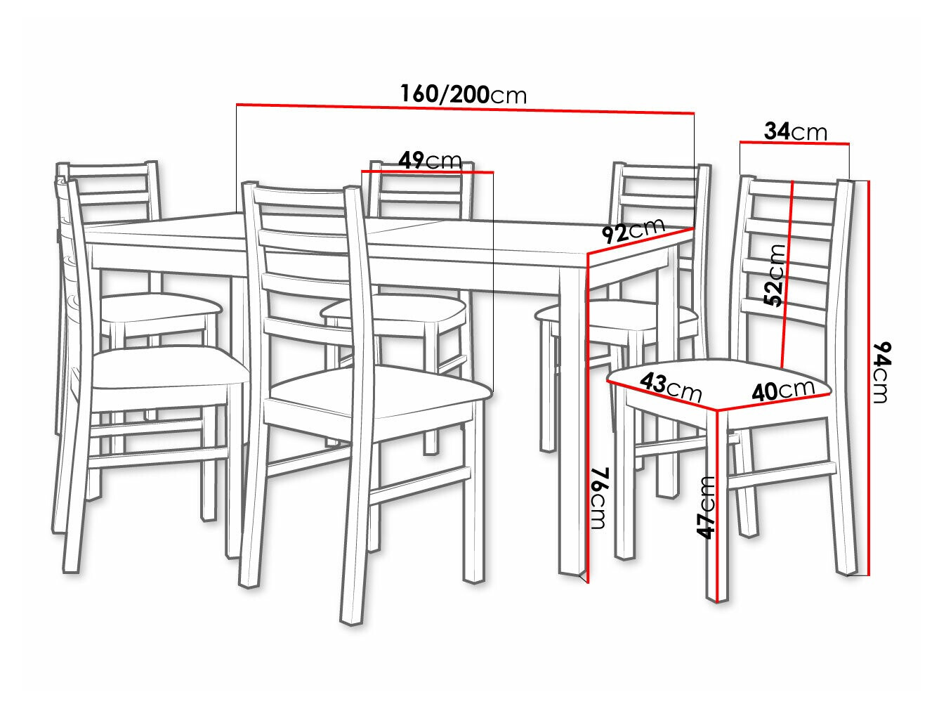 Ēdamistabas komplekts Victorville 261 (Balts)