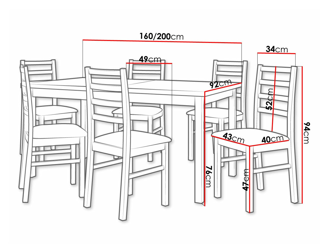 Ēdamistabas komplekts Victorville 261 (Balts)