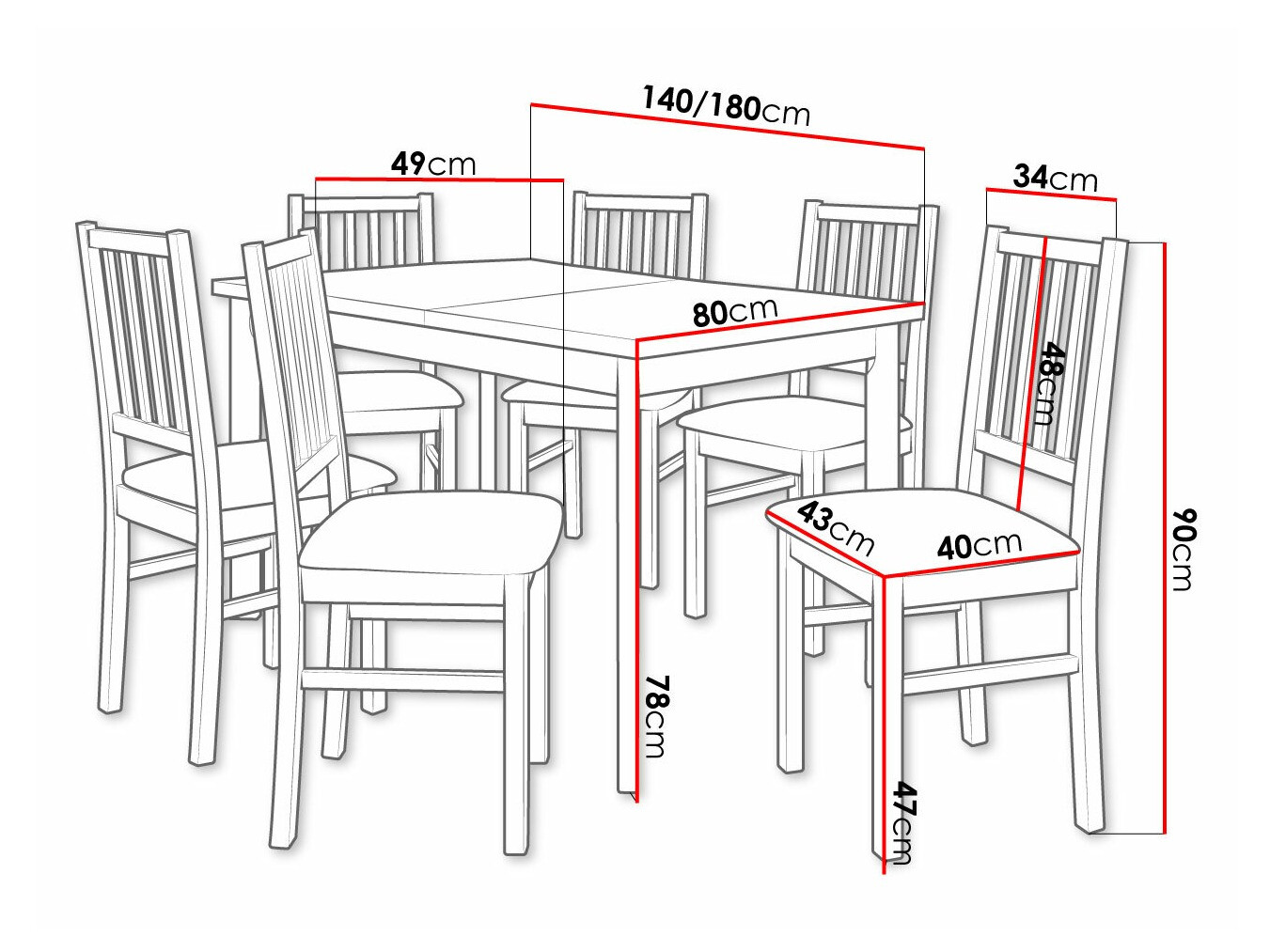 Ēdamistabas komplekts Victorville 264 (Balts)
