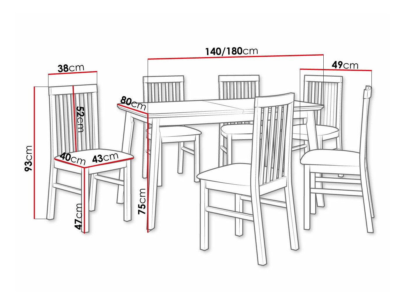 Ēdamistabas komplekts Victorville 267 (Balts)