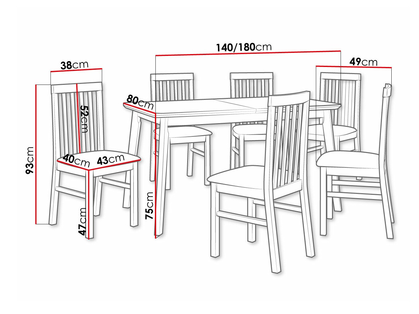 Ēdamistabas komplekts Victorville 267 (Balts)
