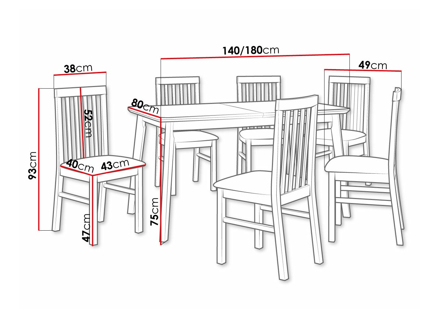 Ēdamistabas komplekts Victorville 267 (Melns)