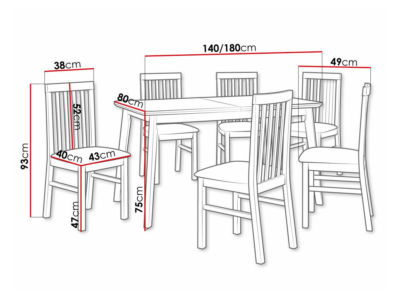 Ēdamistabas komplekts Victorville 267 (Melns)