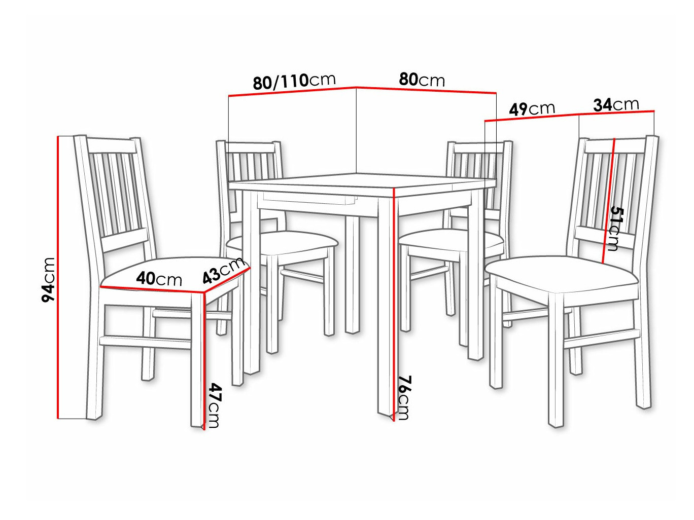 Ēdamistabas komplekts Victorville 275 (Balts)