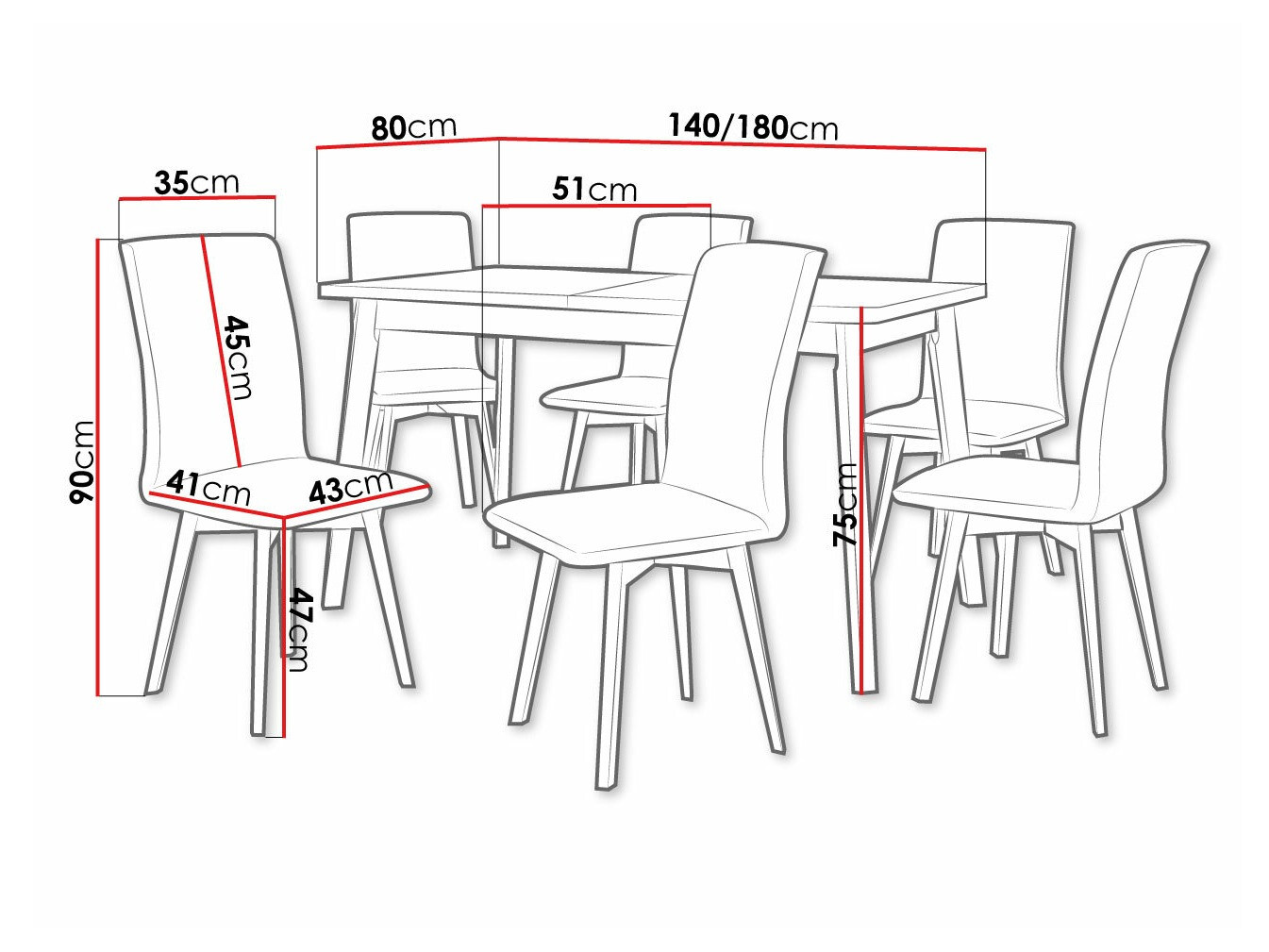 Ēdamistabas komplekts Victorville 292 (Balts + Melns)