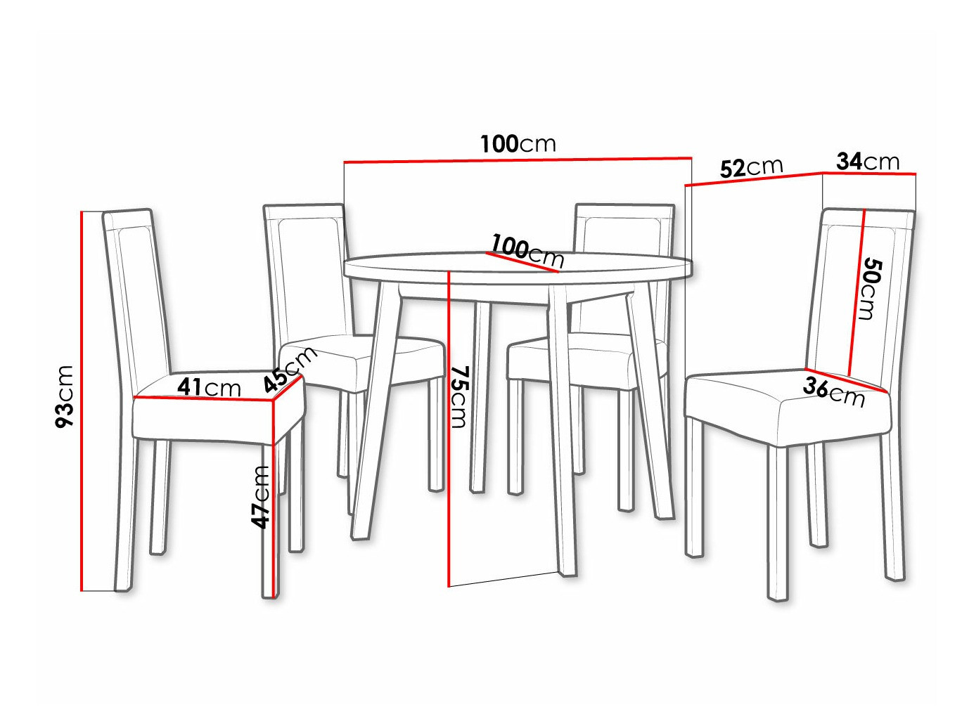 Ēdamistabas komplekts Victorville 304 (Melns)