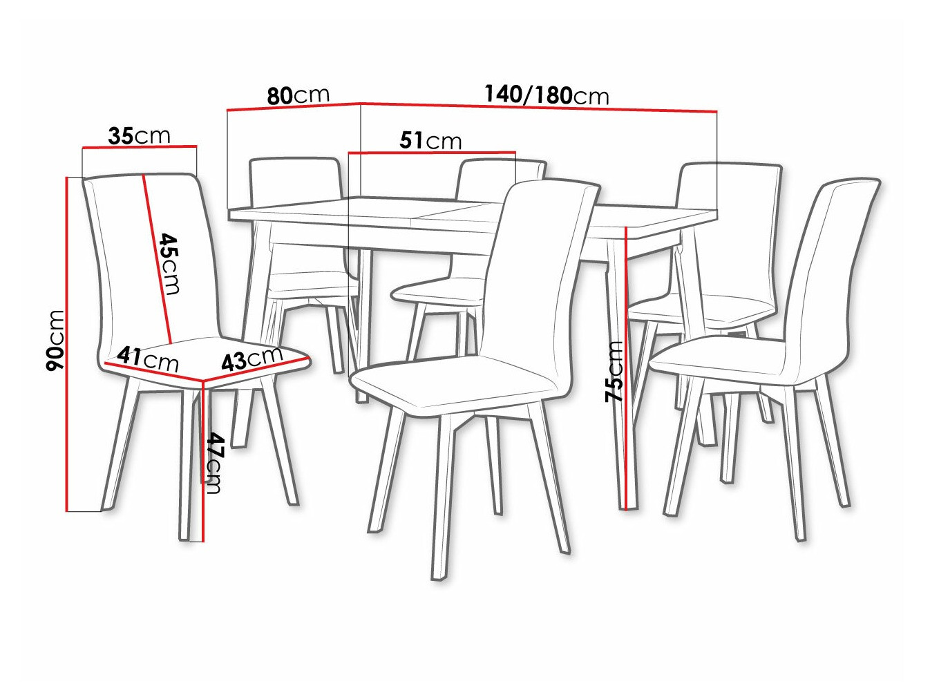 Обеденный гарнитур Victorville 292 (Белый + Чёрный)