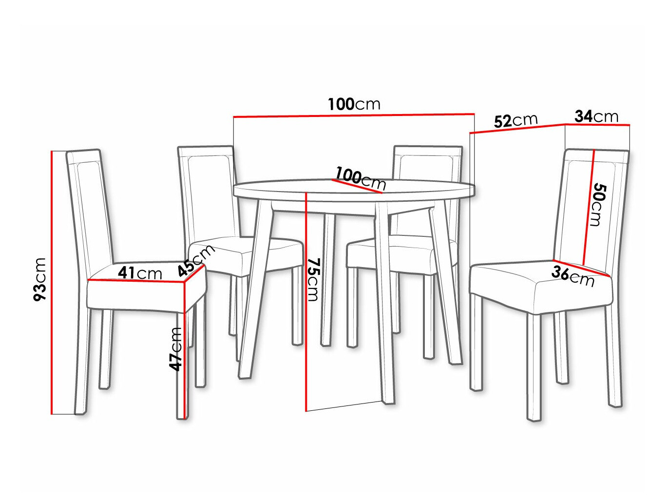Обеденный гарнитур Victorville 304 (Чёрный)
