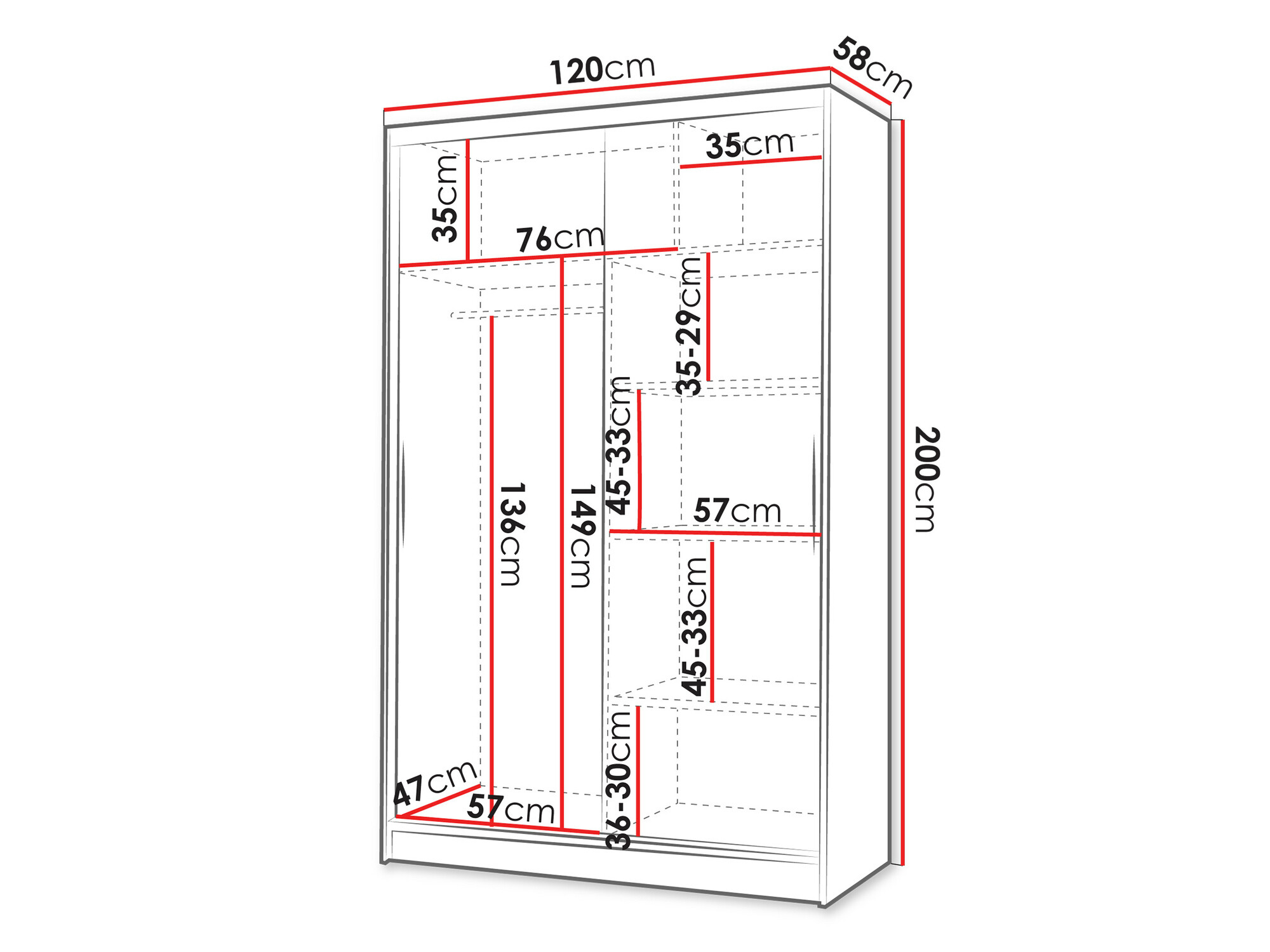Skapis Closico 147 (Melns + Artisan ozols)