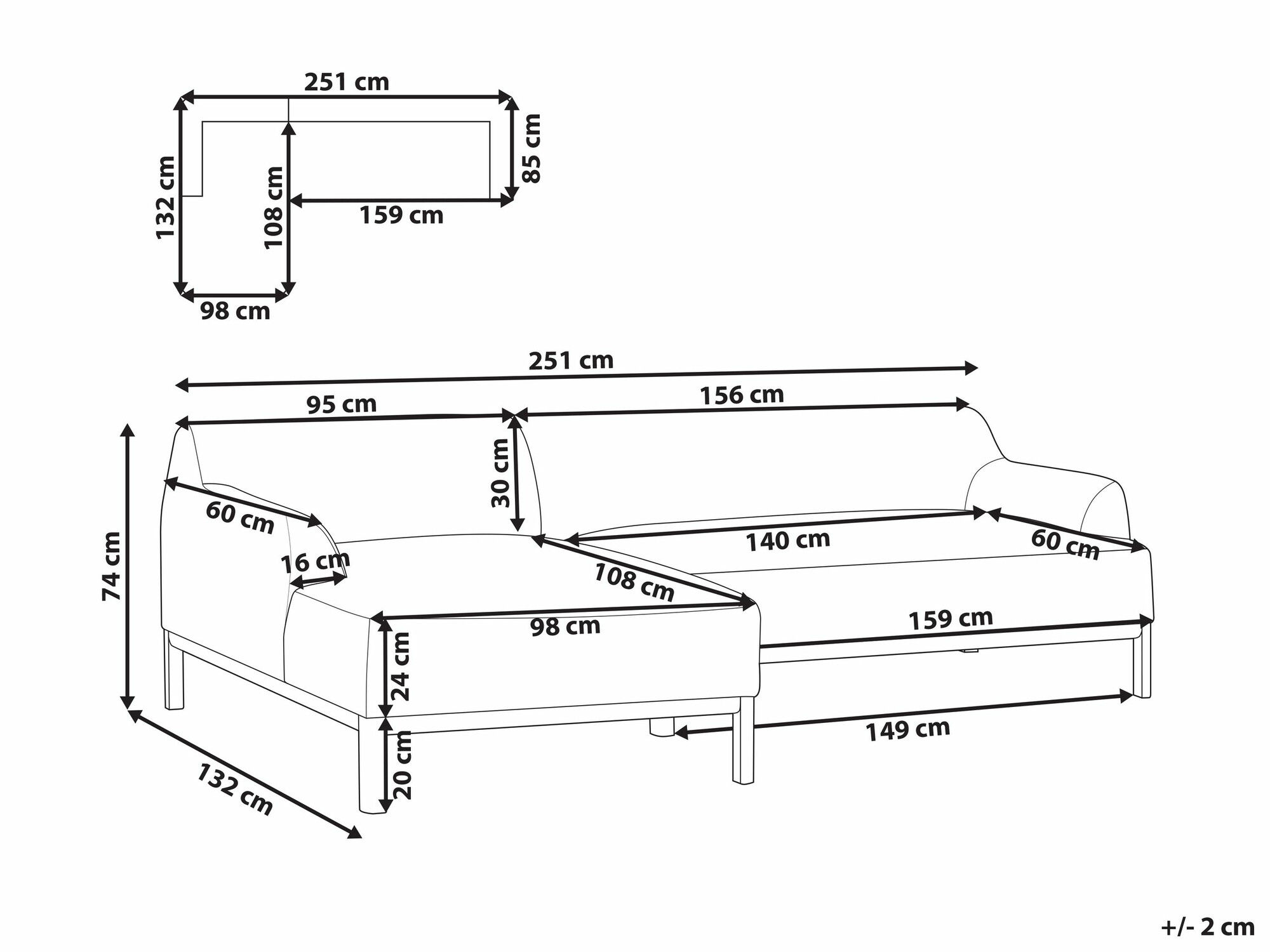Stūra dīvāns Berwyn 2229 (Zils)