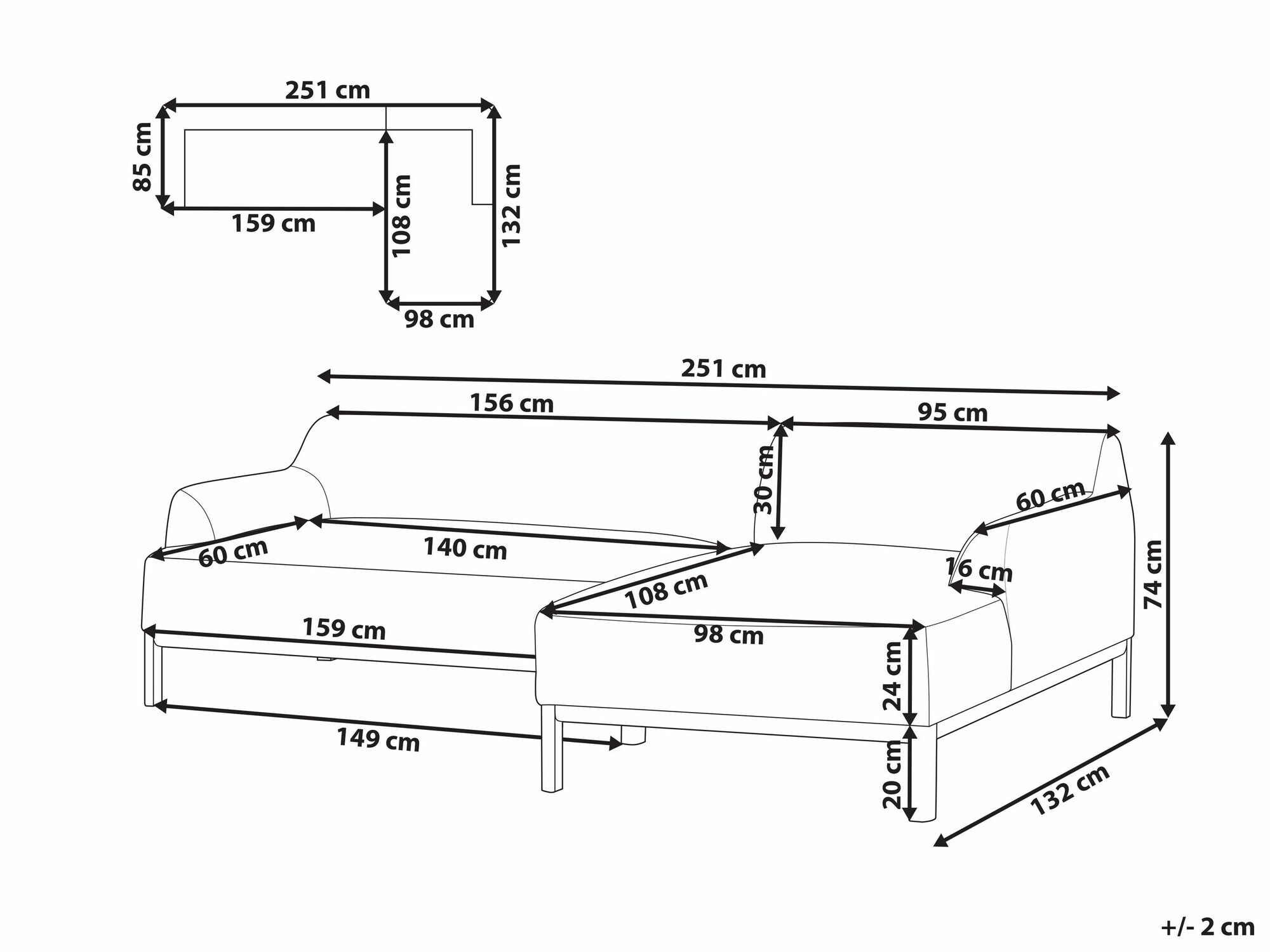 Stūra dīvāns Berwyn 2229 (Zils)